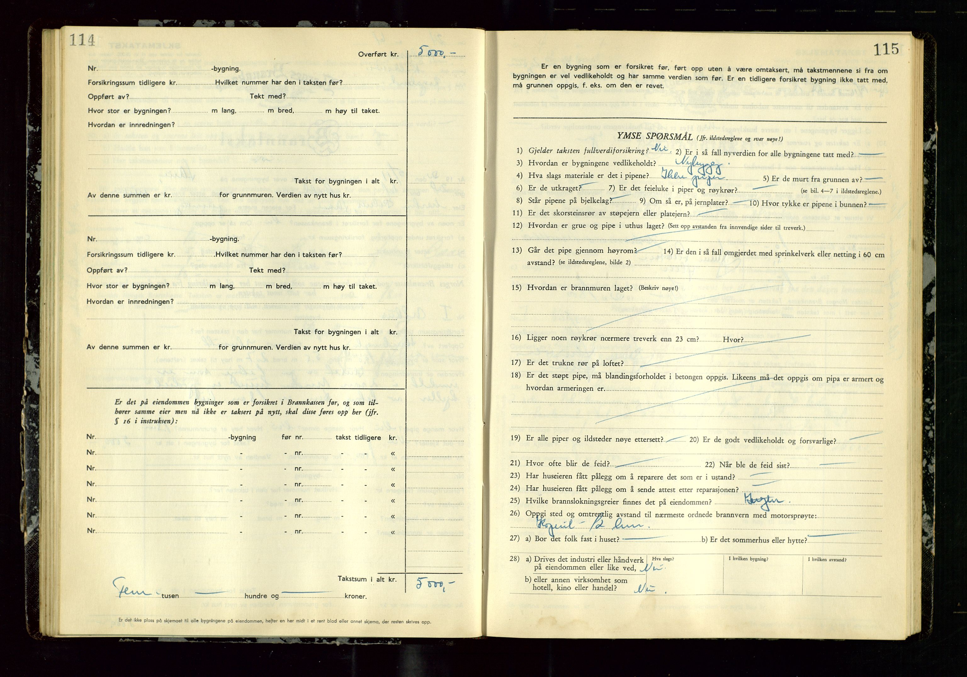 Avaldsnes lensmannskontor, AV/SAST-A-100286/Gob/L0003: "Branntakstprotokoll for Avaldsnes lensmannsdistrikt ", 1950-1952, s. 114-115