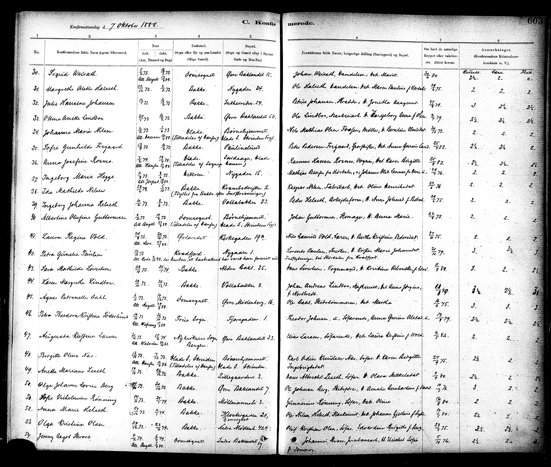 Ministerialprotokoller, klokkerbøker og fødselsregistre - Sør-Trøndelag, SAT/A-1456/604/L0188: Ministerialbok nr. 604A09, 1878-1892, s. 603