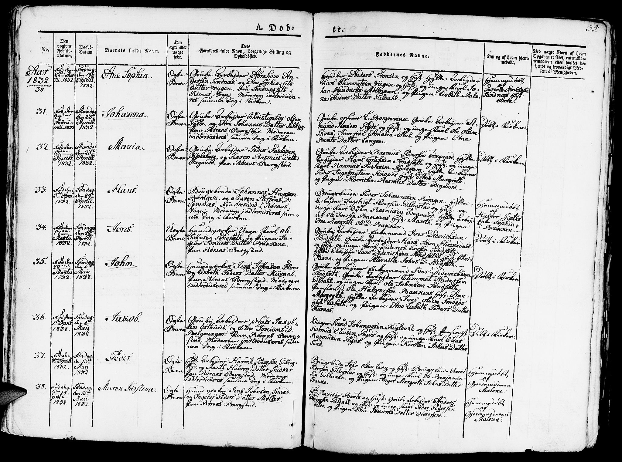 Ministerialprotokoller, klokkerbøker og fødselsregistre - Sør-Trøndelag, AV/SAT-A-1456/681/L0938: Klokkerbok nr. 681C02, 1829-1879, s. 35