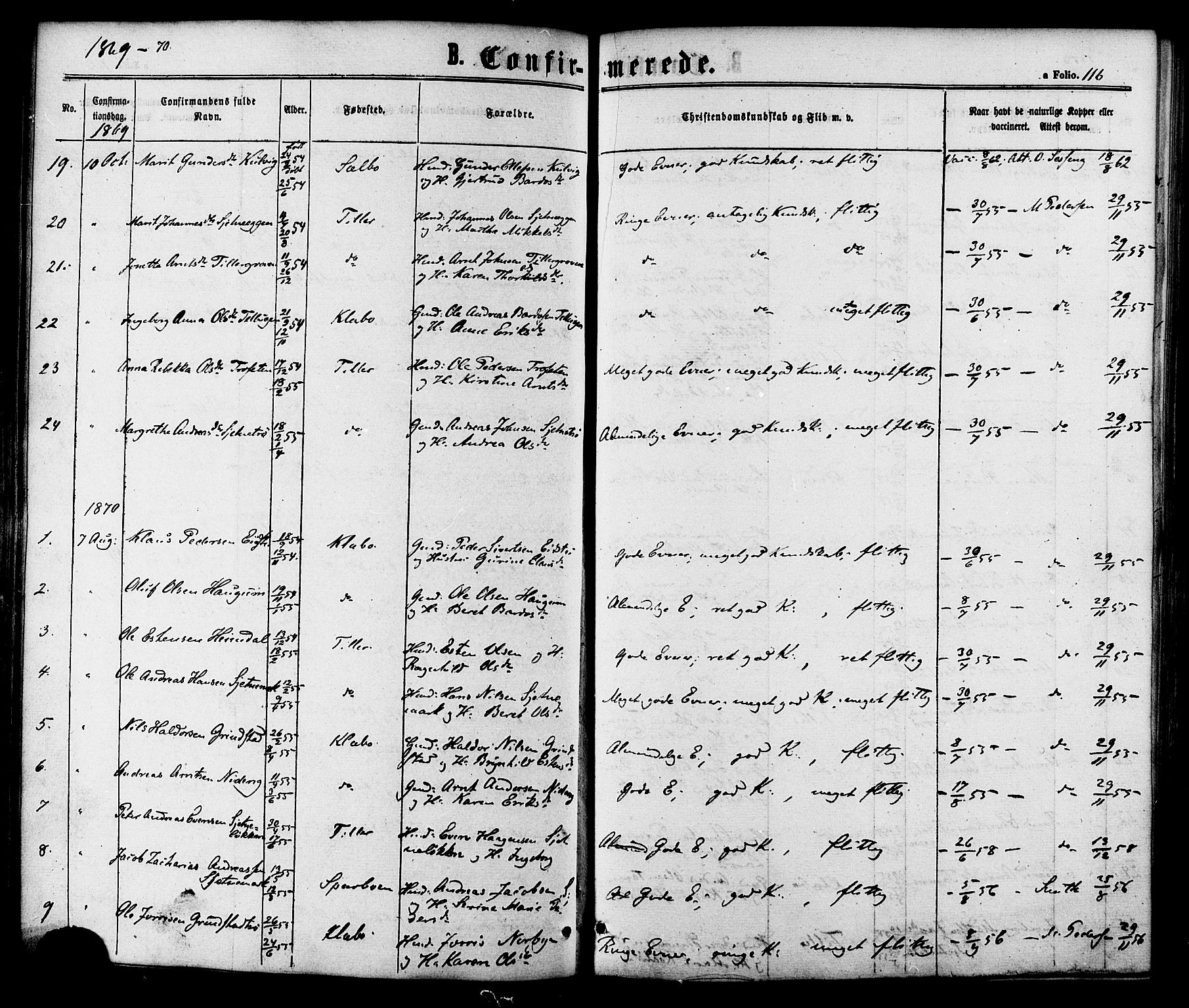 Ministerialprotokoller, klokkerbøker og fødselsregistre - Sør-Trøndelag, AV/SAT-A-1456/618/L0442: Ministerialbok nr. 618A06 /1, 1863-1879, s. 116