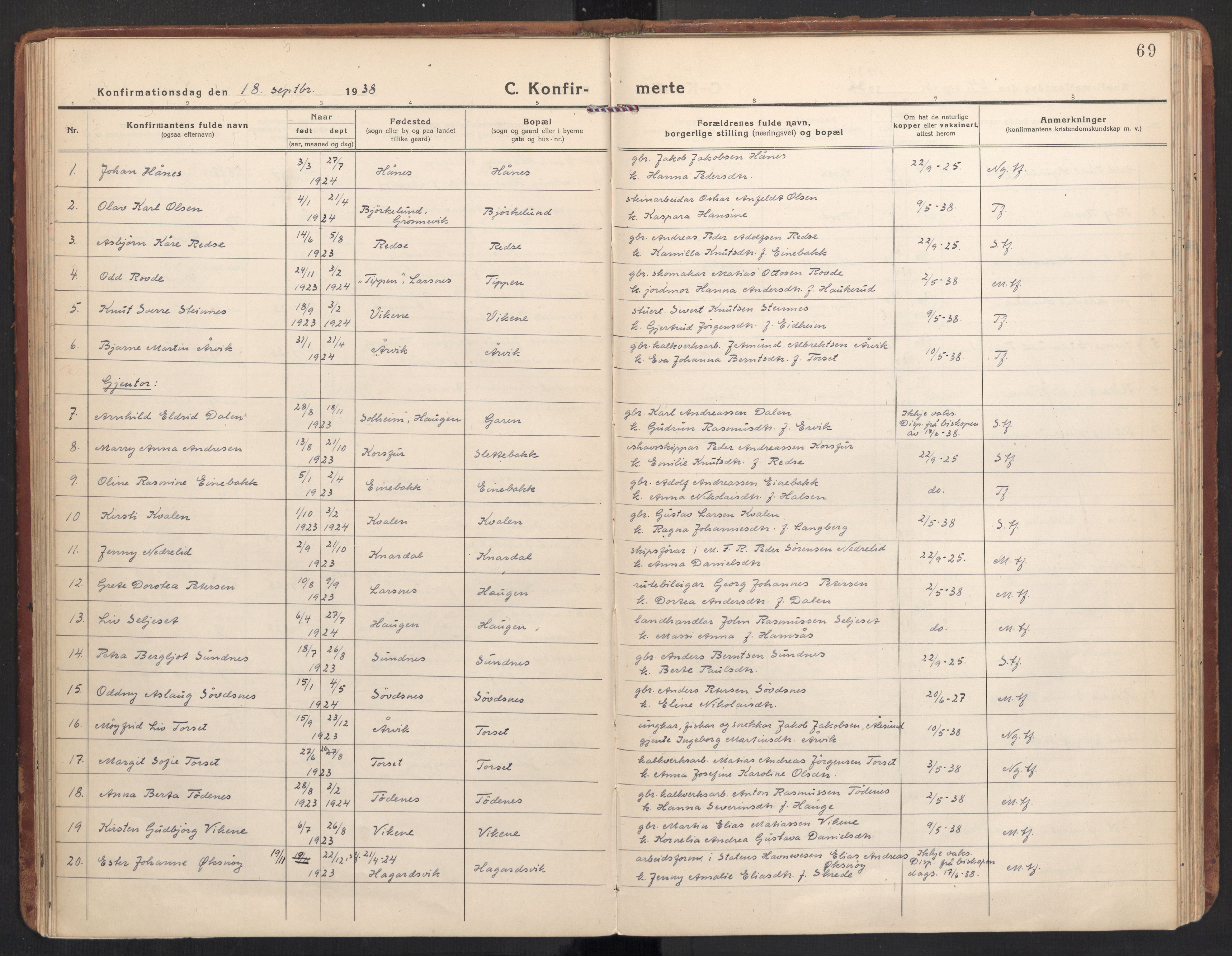 Ministerialprotokoller, klokkerbøker og fødselsregistre - Møre og Romsdal, AV/SAT-A-1454/504/L0058: Ministerialbok nr. 504A05, 1920-1940, s. 69