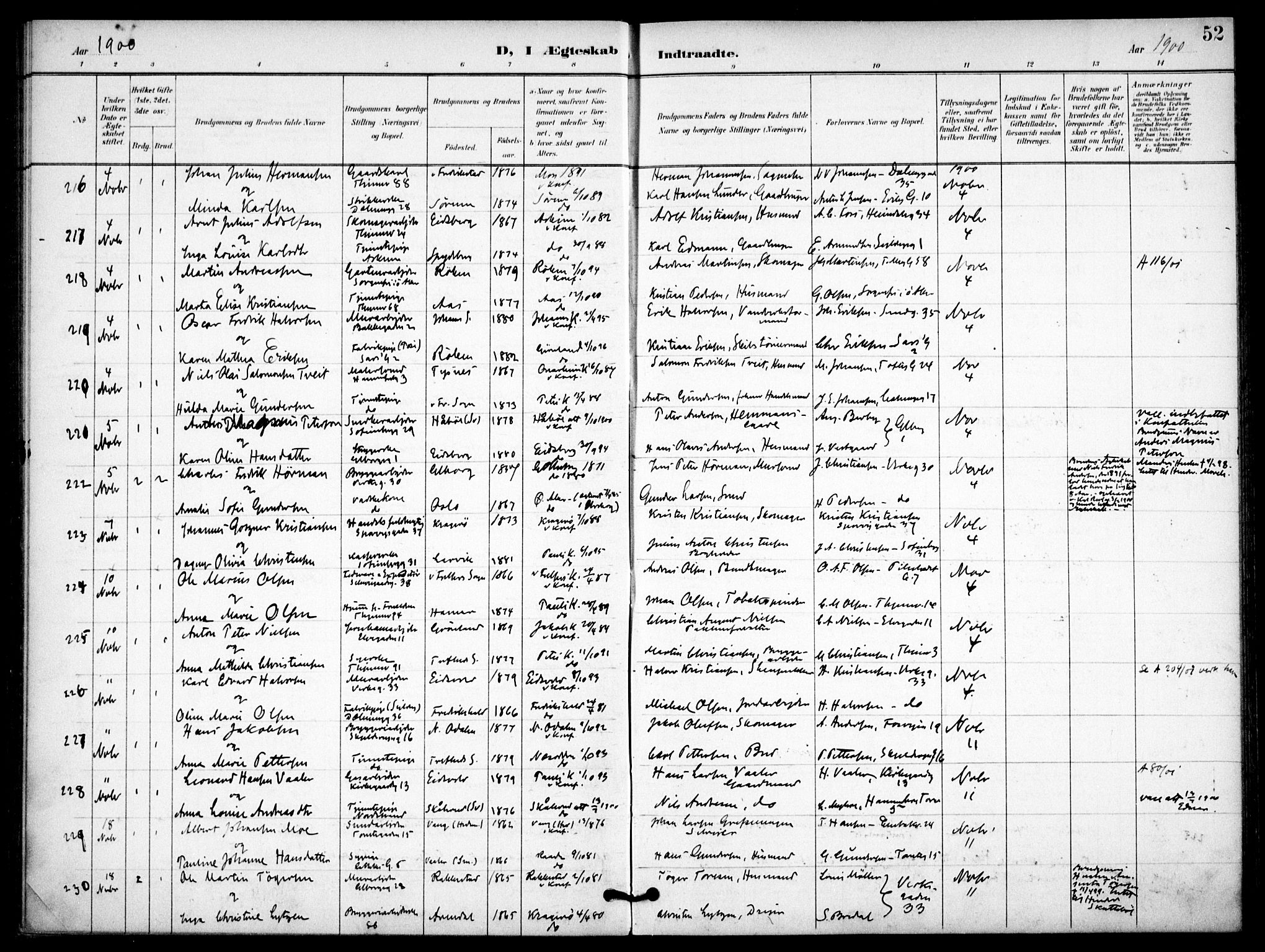 Petrus prestekontor Kirkebøker, AV/SAO-A-10872/F/Fa/L0009: Ministerialbok nr. 9, 1897-1911, s. 52