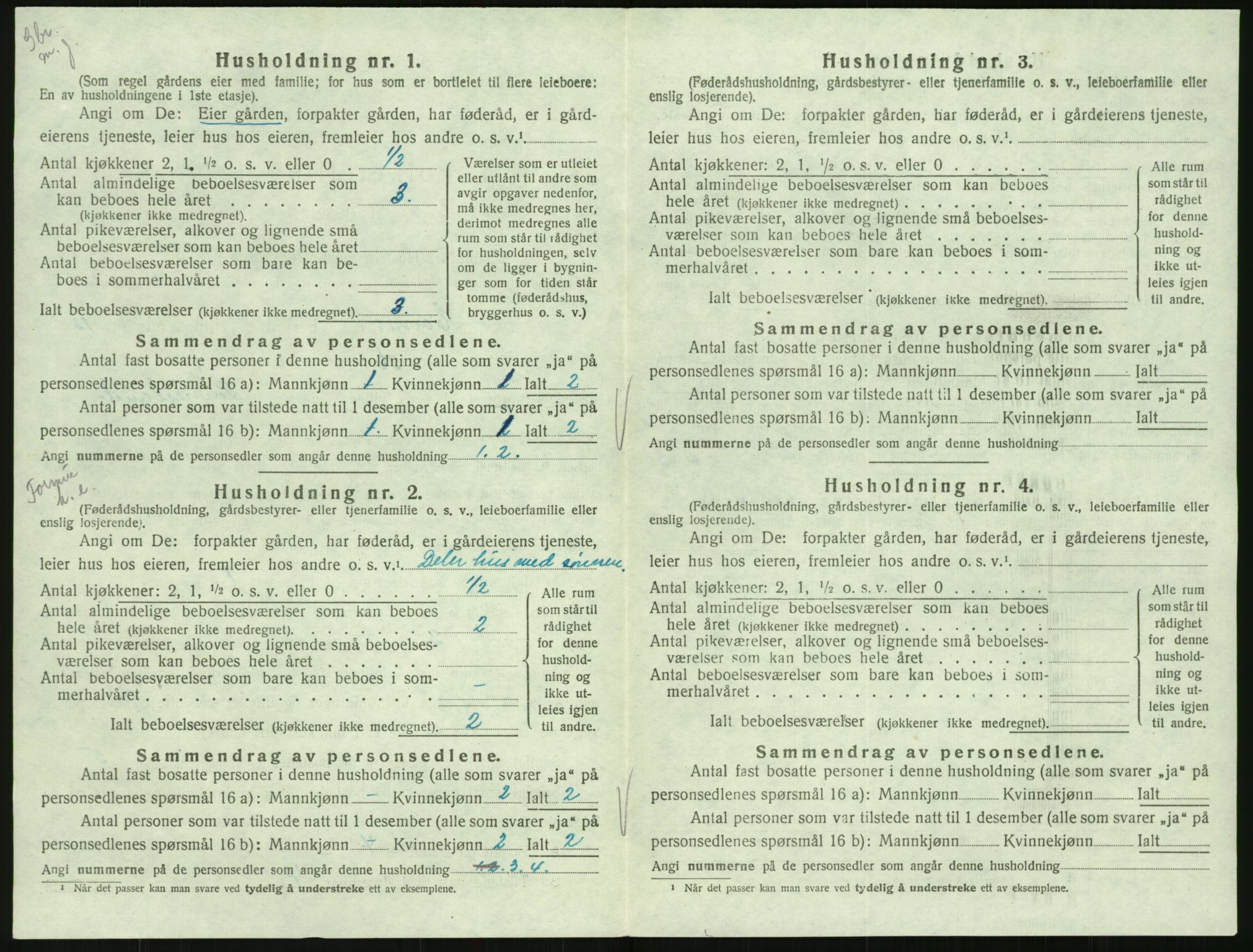 SAK, Folketelling 1920 for 0936 Hornnes herred, 1920, s. 488