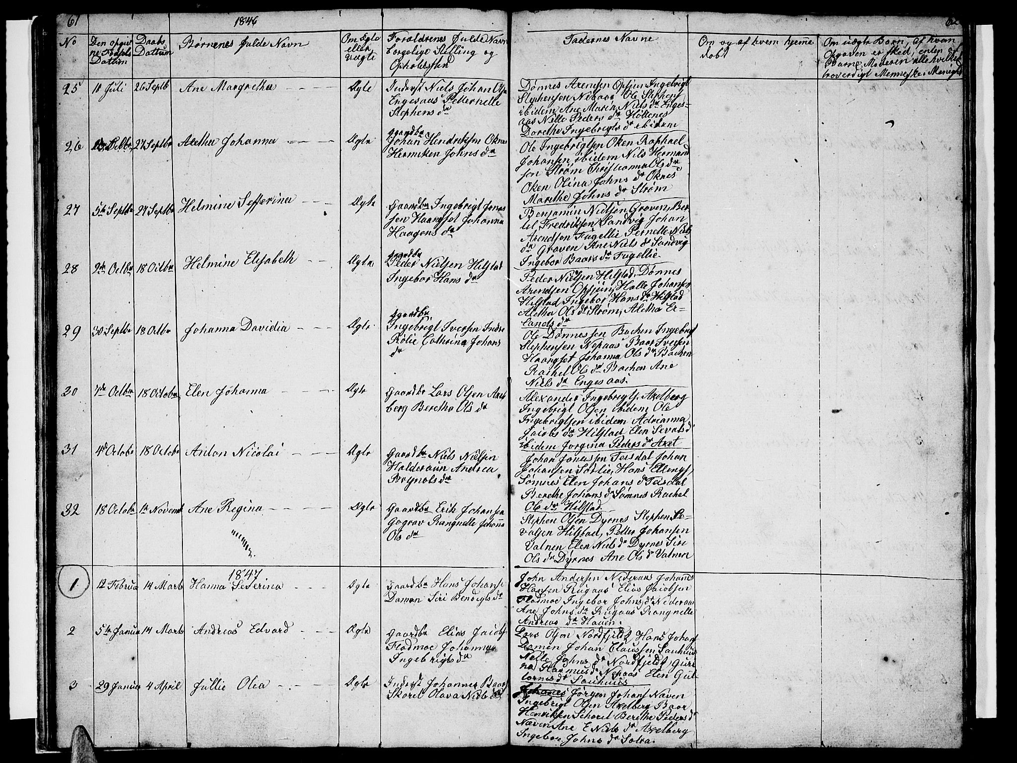 Ministerialprotokoller, klokkerbøker og fødselsregistre - Nordland, AV/SAT-A-1459/814/L0228: Klokkerbok nr. 814C01, 1838-1858, s. 61-62