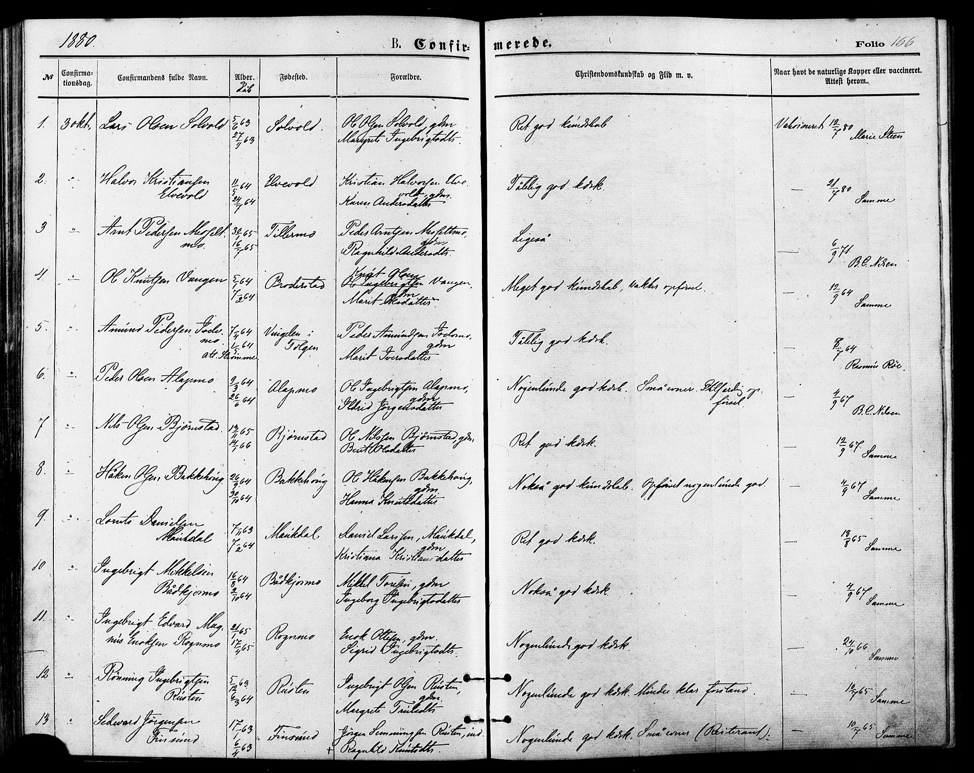 Målselv sokneprestembete, AV/SATØ-S-1311/G/Ga/Gaa/L0005kirke: Ministerialbok nr. 5, 1872-1884, s. 166
