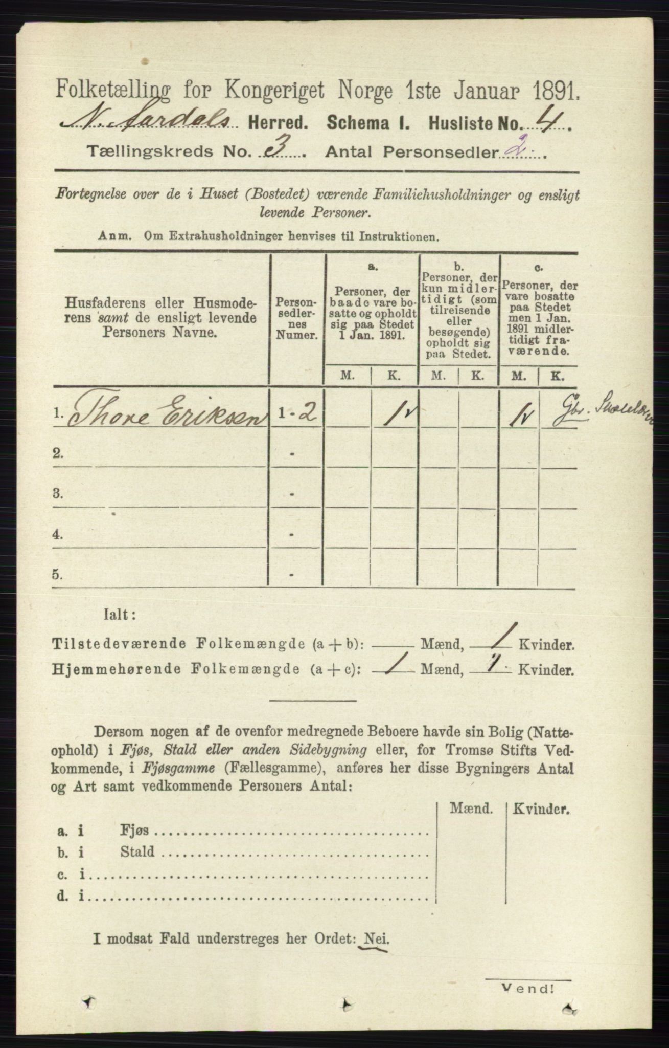 RA, Folketelling 1891 for 0542 Nord-Aurdal herred, 1891, s. 919