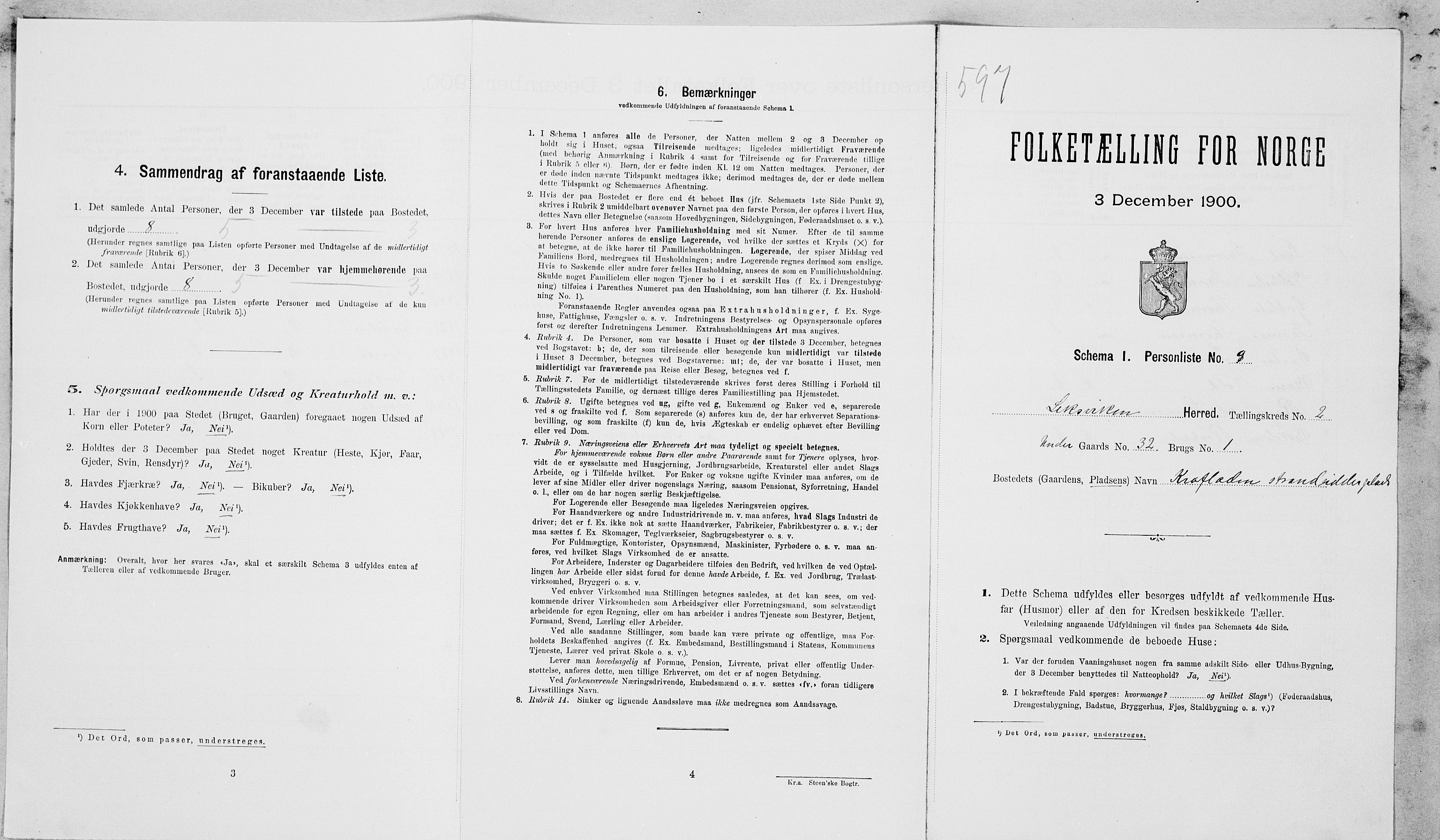 SAT, Folketelling 1900 for 1718 Leksvik herred, 1900, s. 180
