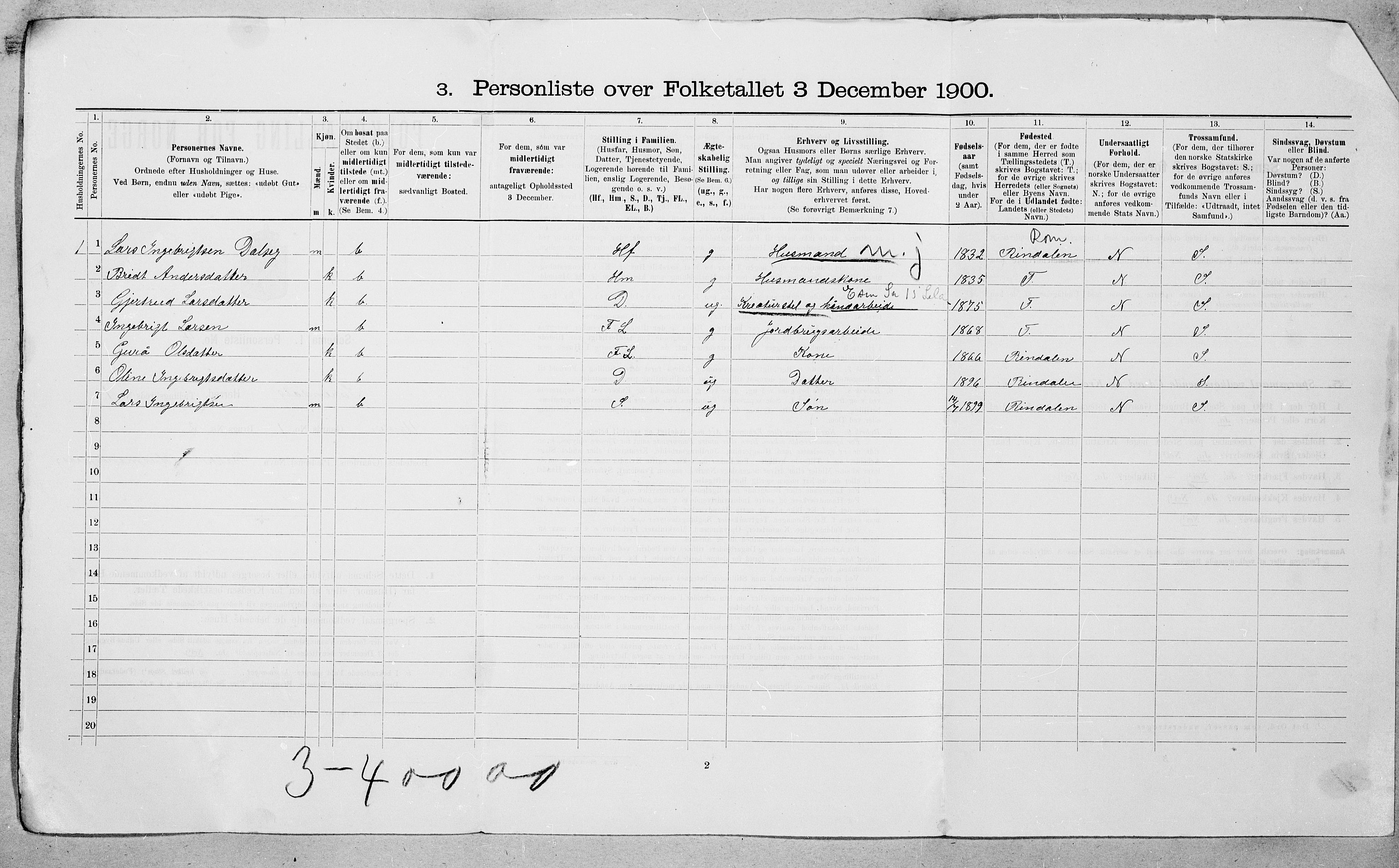 SAT, Folketelling 1900 for 1566 Surnadal herred, 1900, s. 89