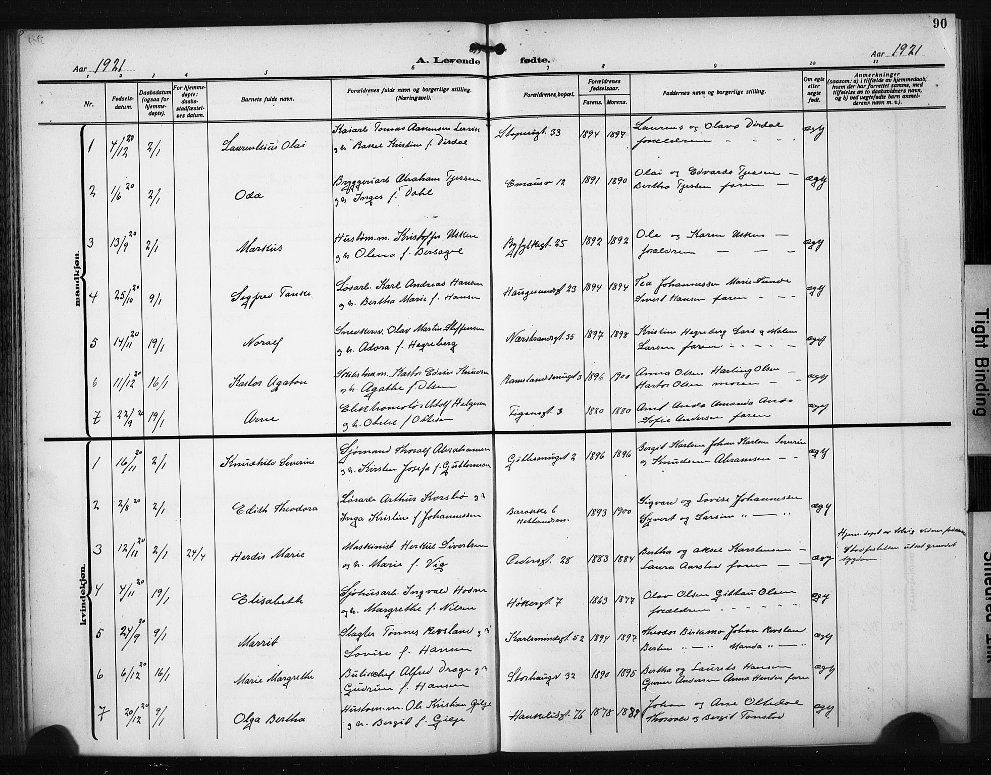 St. Johannes sokneprestkontor, AV/SAST-A-101814/001/30/30BB/L0008: Klokkerbok nr. B 8, 1918-1929, s. 90