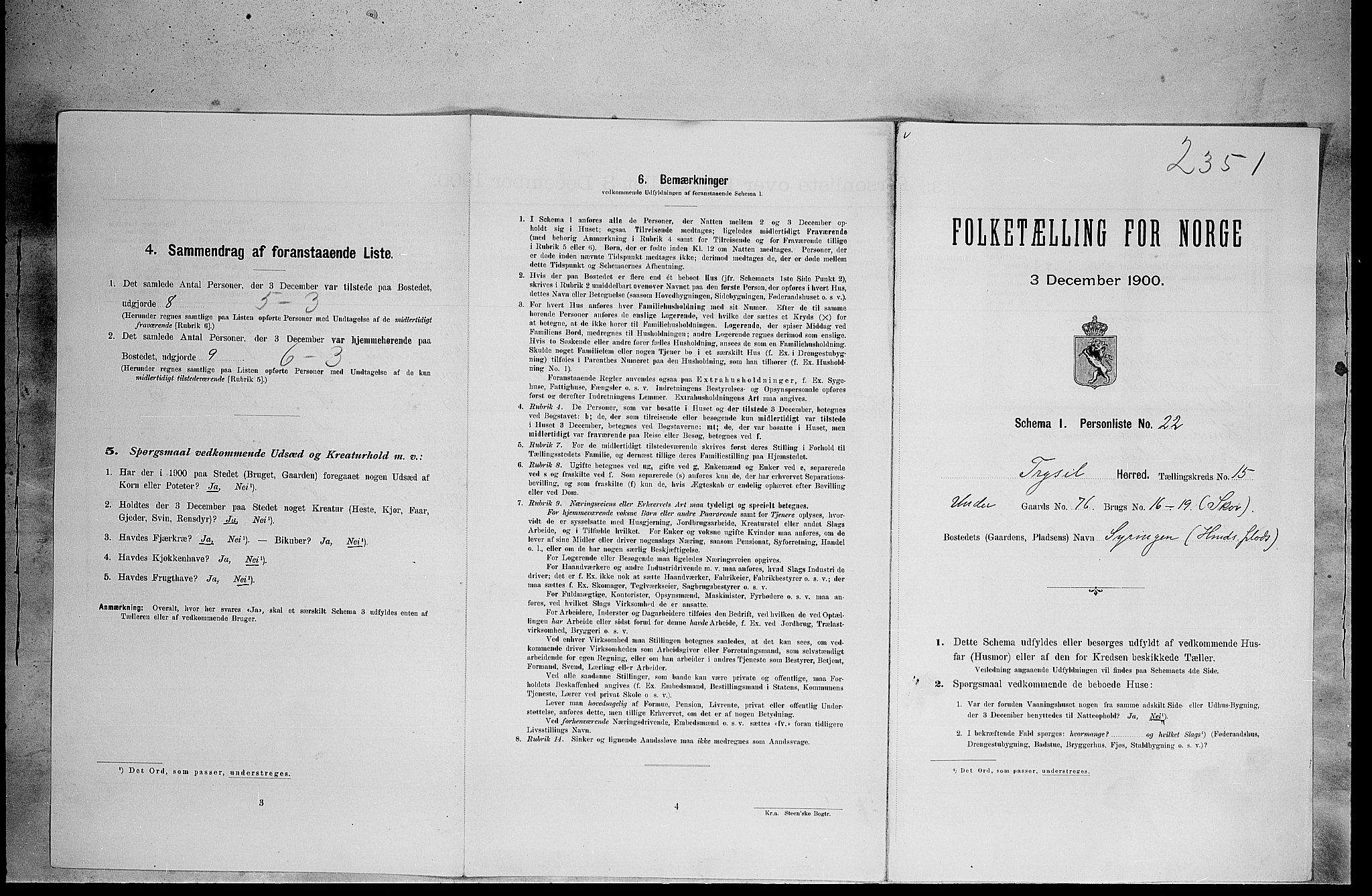 SAH, Folketelling 1900 for 0428 Trysil herred, 1900, s. 1545