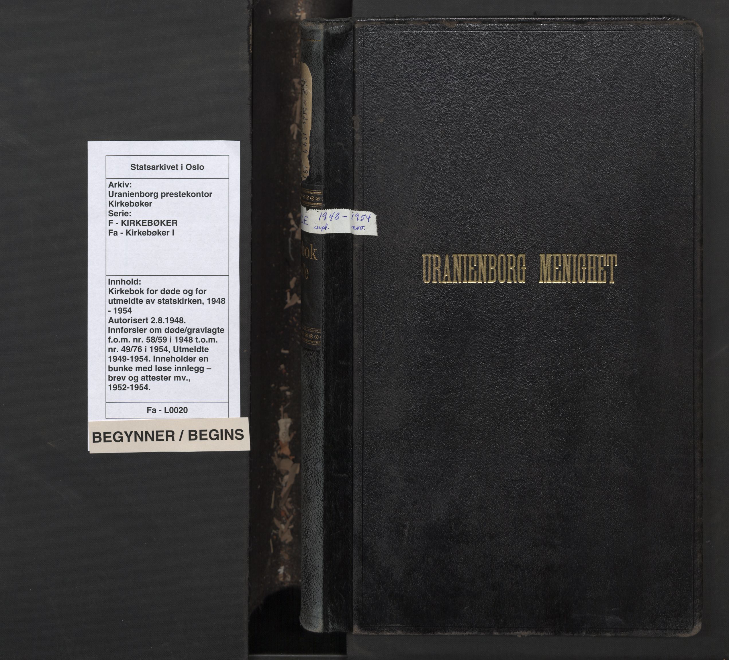 Uranienborg prestekontor Kirkebøker, AV/SAO-A-10877/F/Fa/L0020: Ministerialbok nr. I 20, 1948-1954