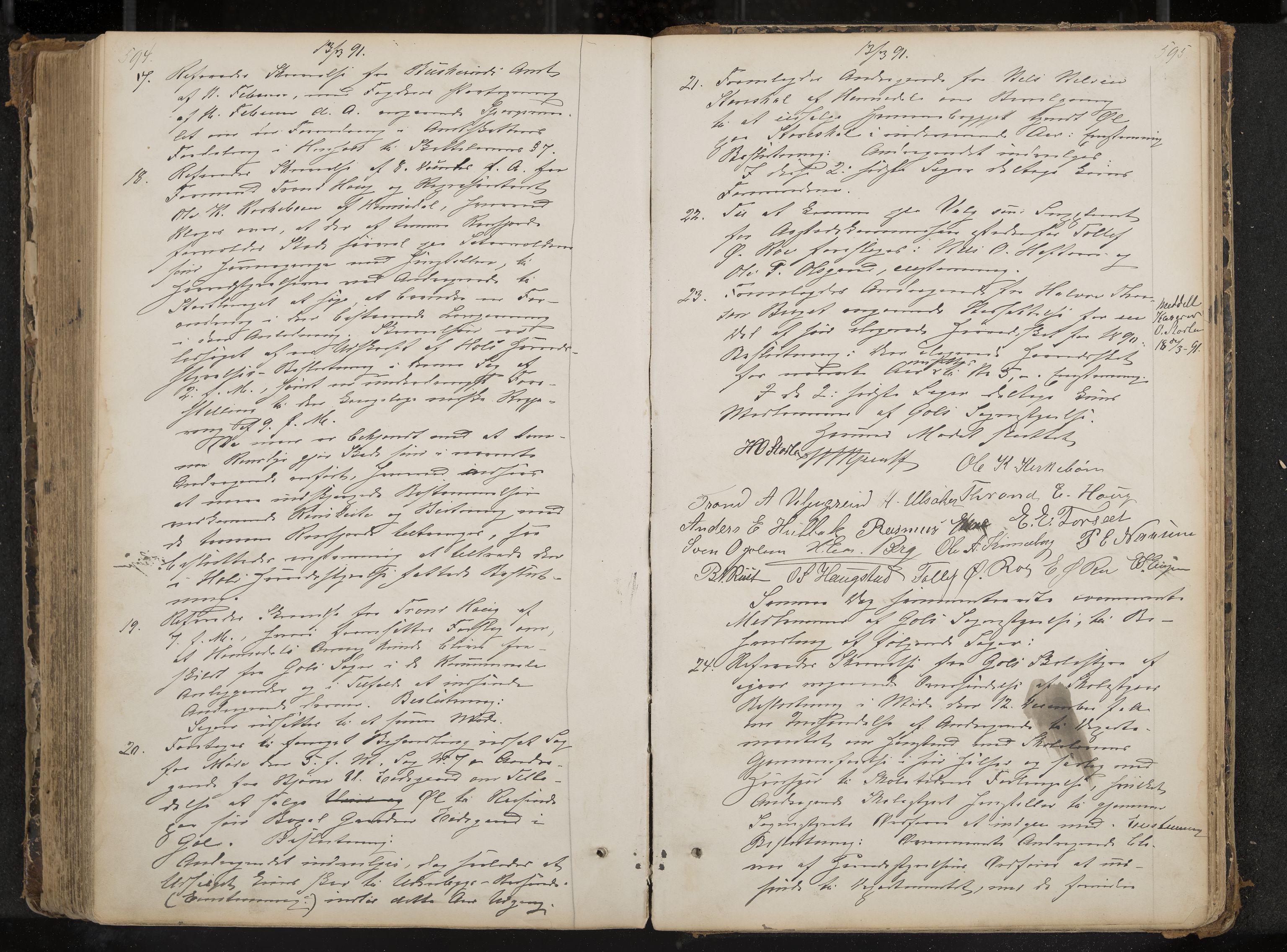 Gol formannskap og sentraladministrasjon, IKAK/0617021-1/A/Aa/L0002: Møtebok med register, 1870-1892, s. 594-595