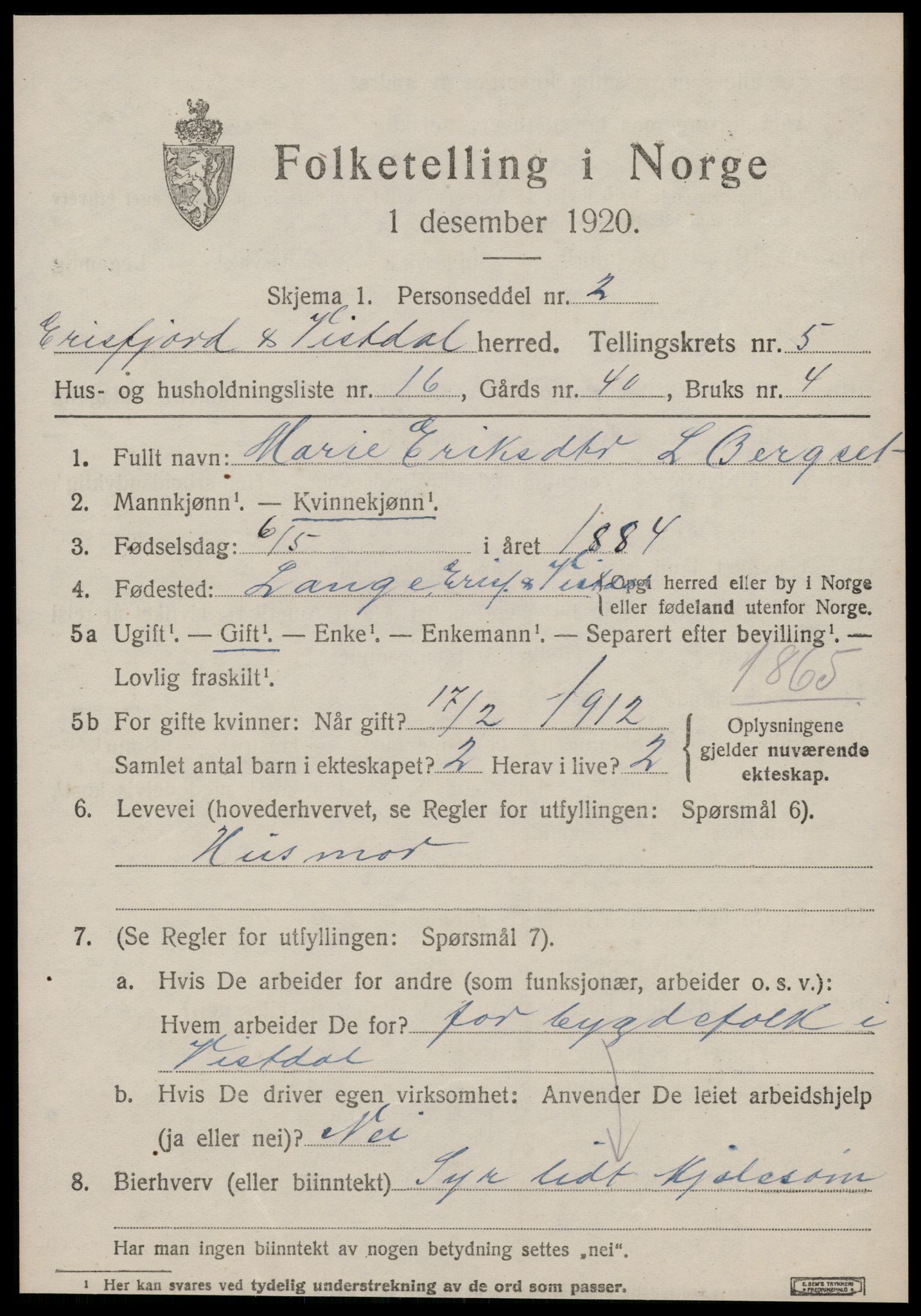SAT, Folketelling 1920 for 1542 Eresfjord og Vistdal herred, 1920, s. 2681