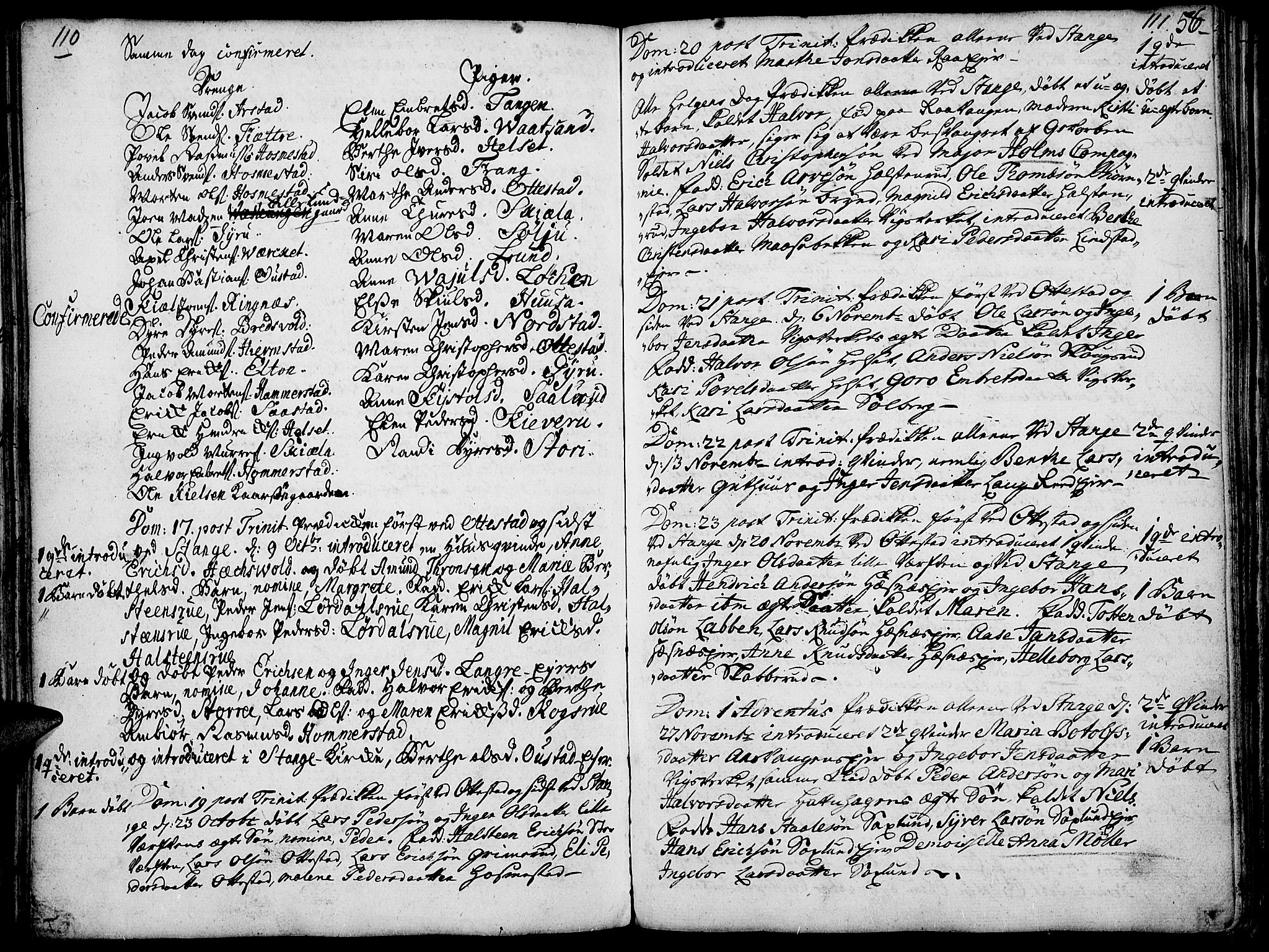 Stange prestekontor, AV/SAH-PREST-002/K/L0004: Ministerialbok nr. 4, 1735-1754, s. 110-111