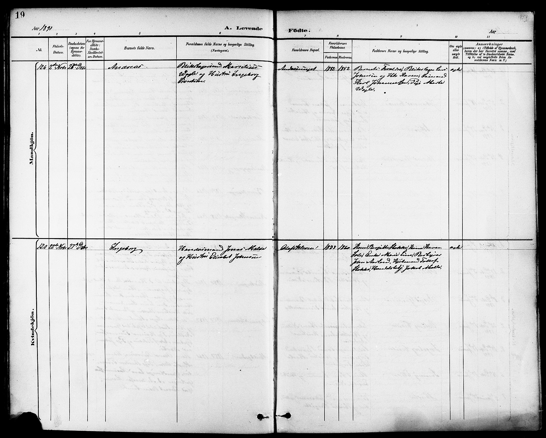 Domkirken sokneprestkontor, SAST/A-101812/001/30/30BB/L0016: Klokkerbok nr. B 16, 1891-1902, s. 19