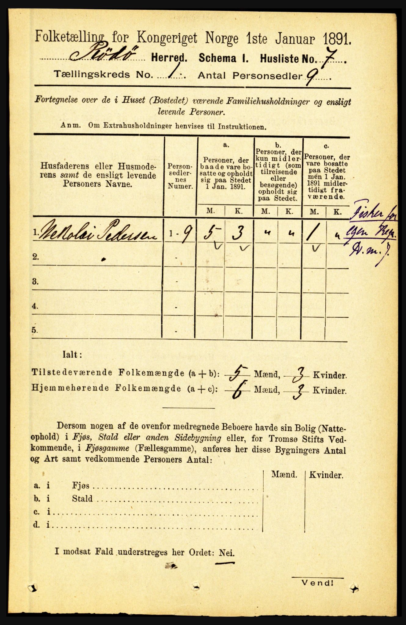 RA, Folketelling 1891 for 1836 Rødøy herred, 1891, s. 24