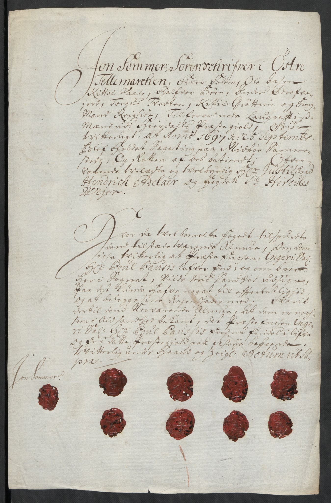 Rentekammeret inntil 1814, Reviderte regnskaper, Fogderegnskap, RA/EA-4092/R36/L2097: Fogderegnskap Øvre og Nedre Telemark og Bamble, 1697, s. 170