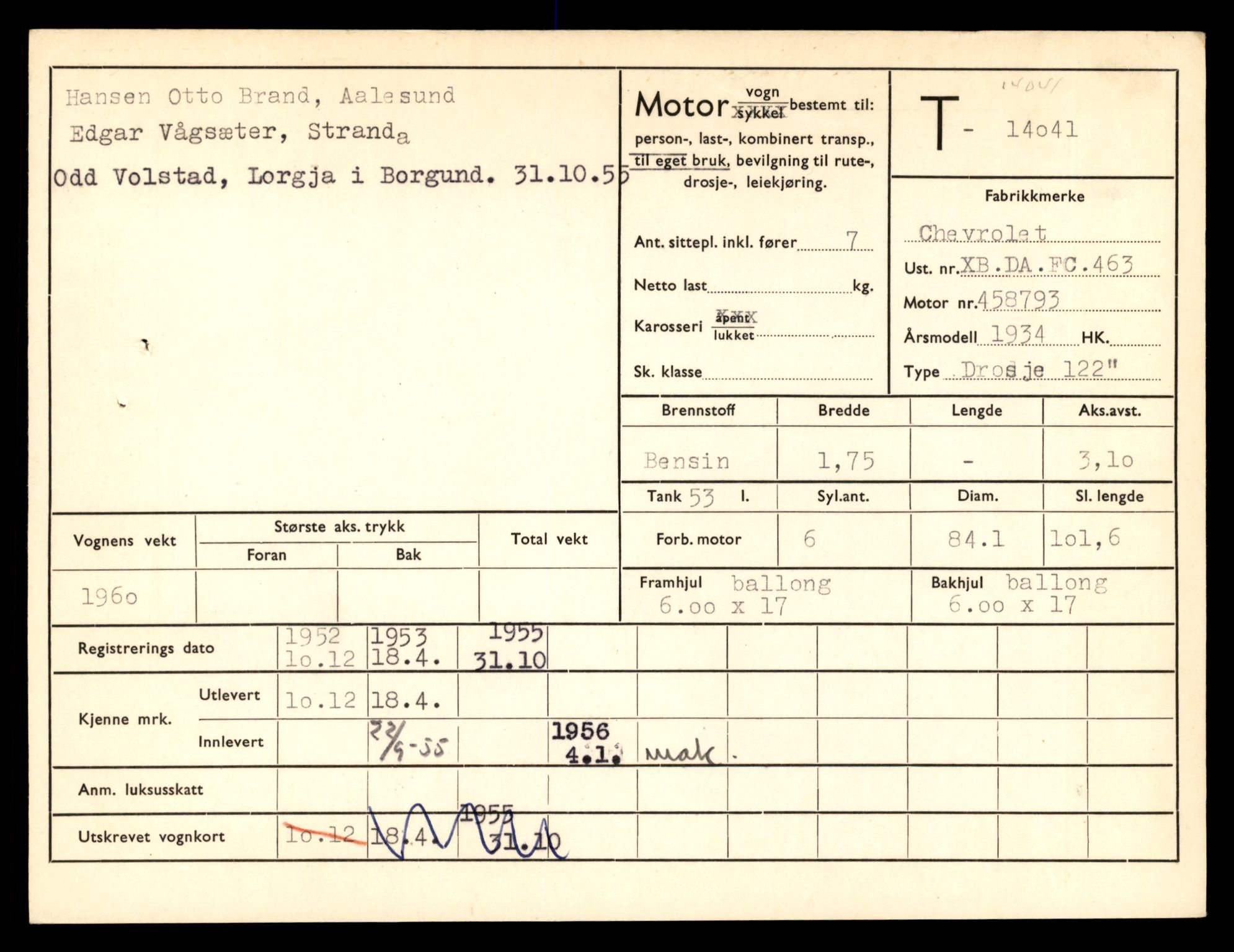 Møre og Romsdal vegkontor - Ålesund trafikkstasjon, AV/SAT-A-4099/F/Fe/L0042: Registreringskort for kjøretøy T 13906 - T 14079, 1927-1998, s. 2213
