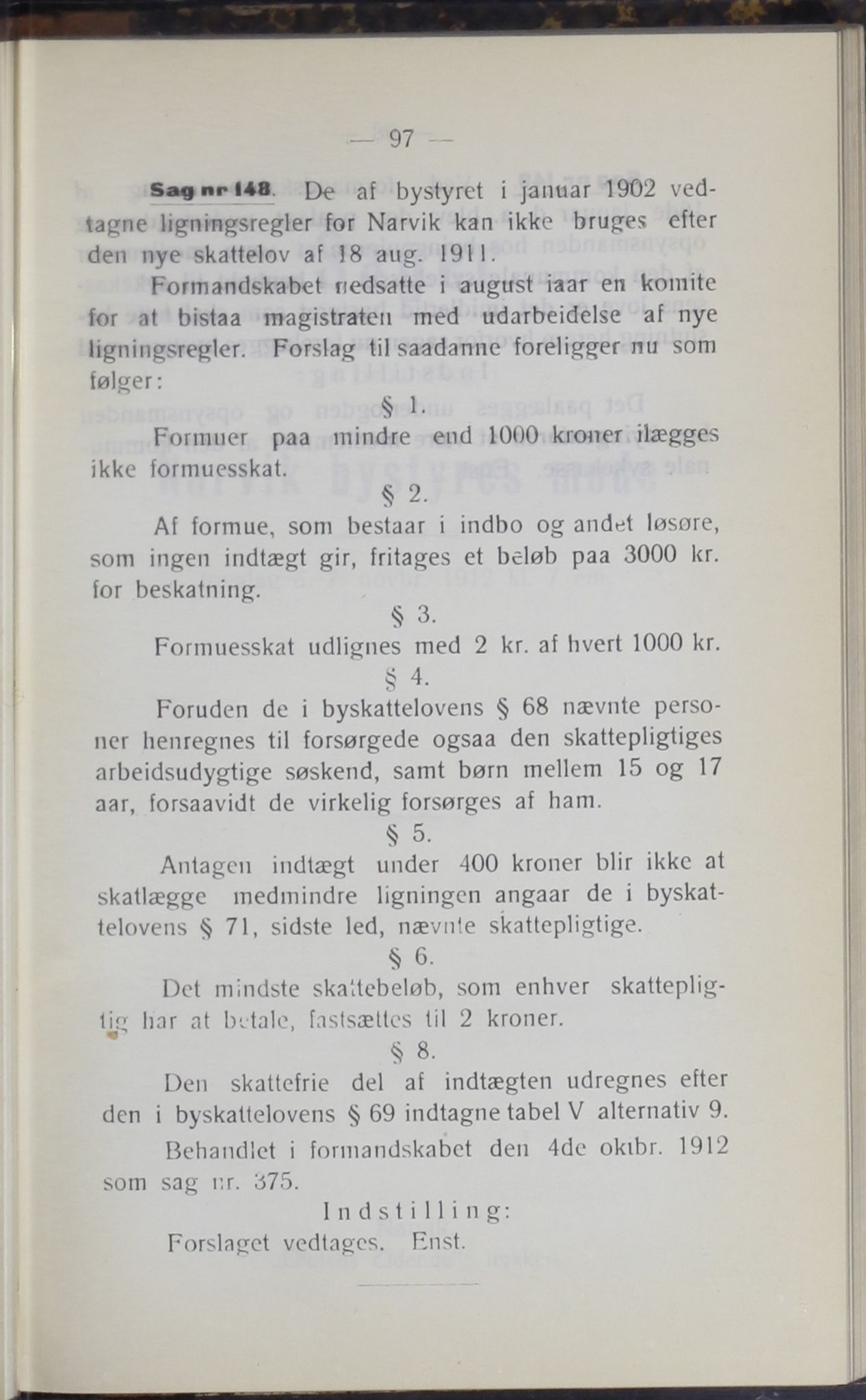 Narvik kommune. Formannskap , AIN/K-18050.150/A/Ab/L0002: Møtebok, 1912