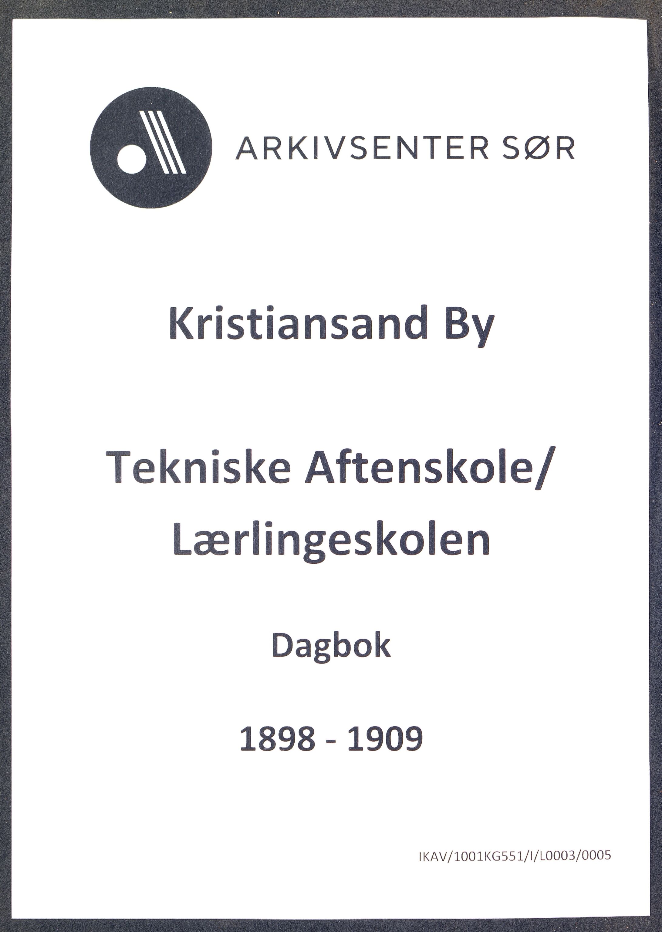 Kristiansand By - Kristiansand Tekniske Aftenskole/Lærlingeskolen, IKAV/1001KG551/I/L0003/0005: Dagbøker / Dagbok, 1898-1909
