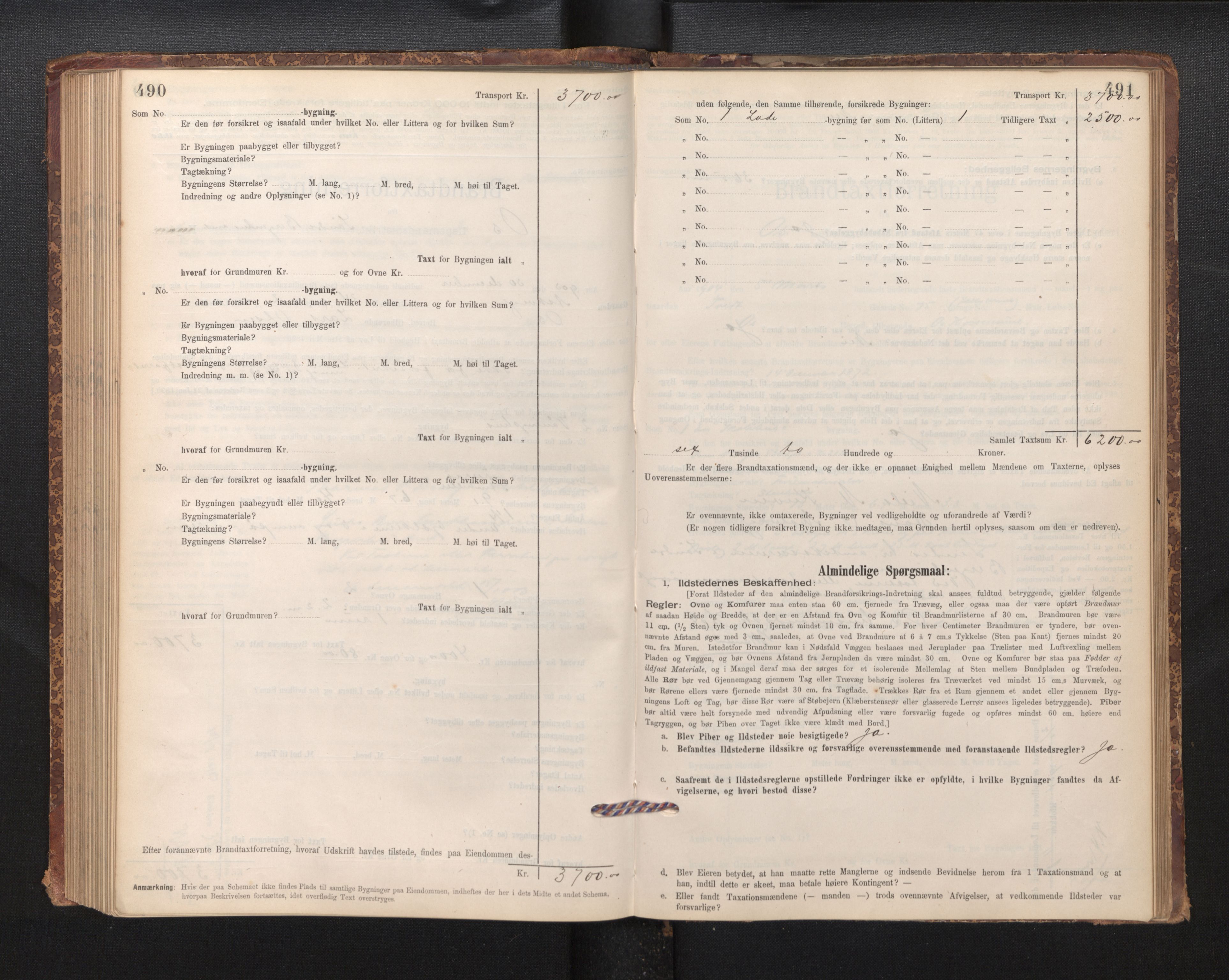 Lensmannen i Os, AV/SAB-A-34101/0012/L0008: Branntakstprotokoll, skjematakst, 1894-1915, s. 490-491