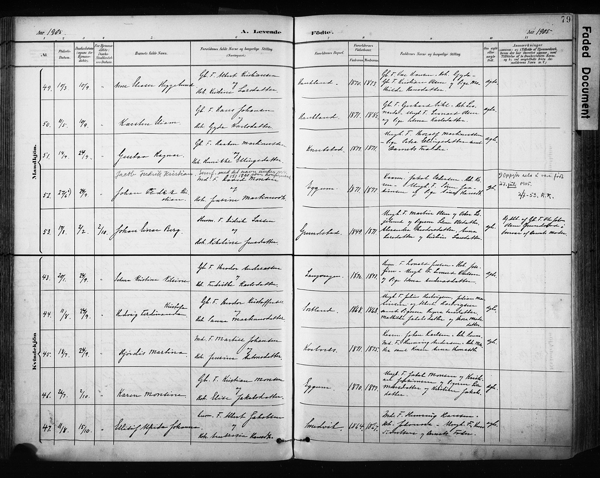 Ministerialprotokoller, klokkerbøker og fødselsregistre - Nordland, AV/SAT-A-1459/880/L1134: Ministerialbok nr. 880A08, 1899-1908, s. 79