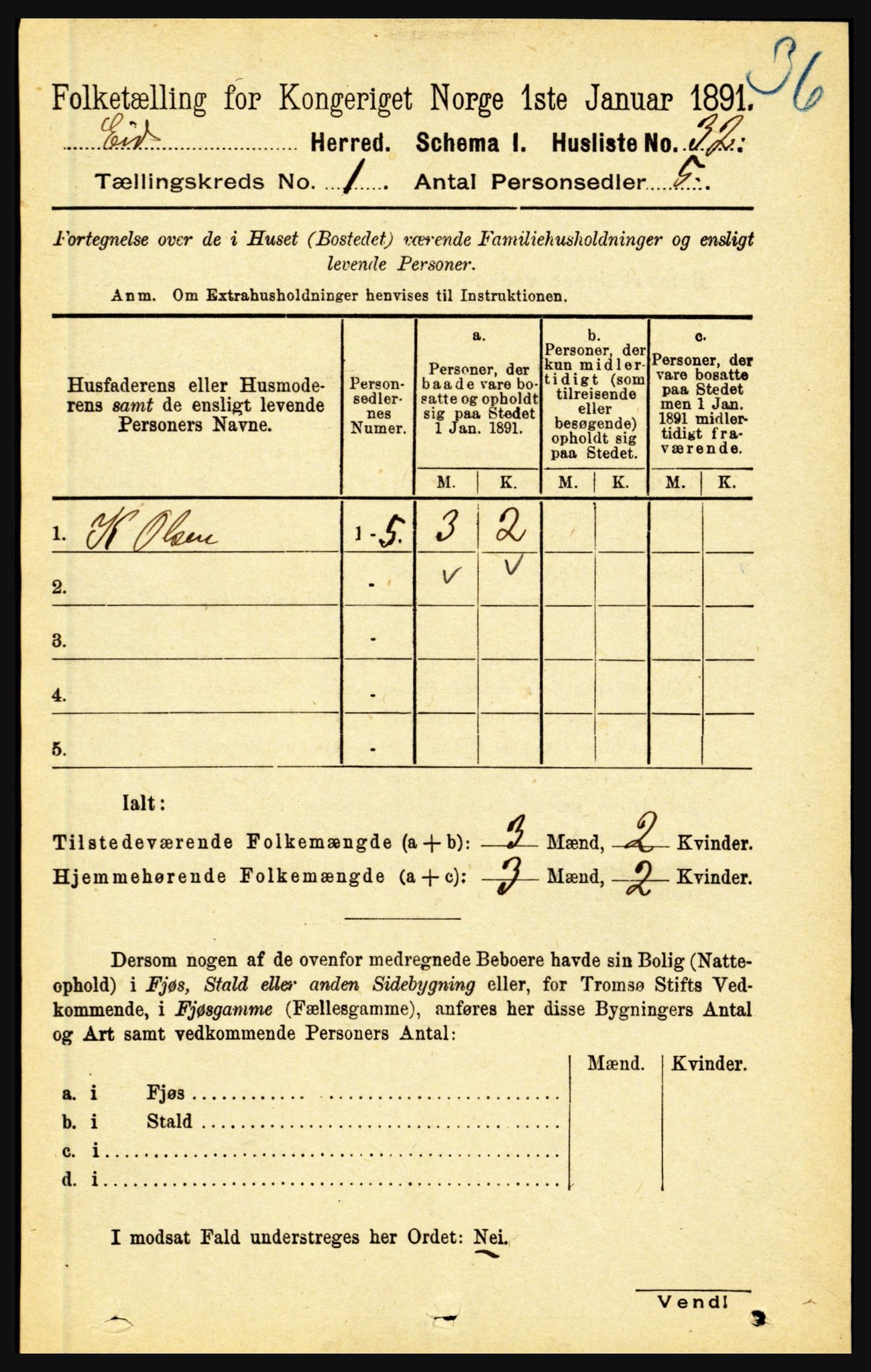 RA, Folketelling 1891 for 1443 Eid herred, 1891, s. 73