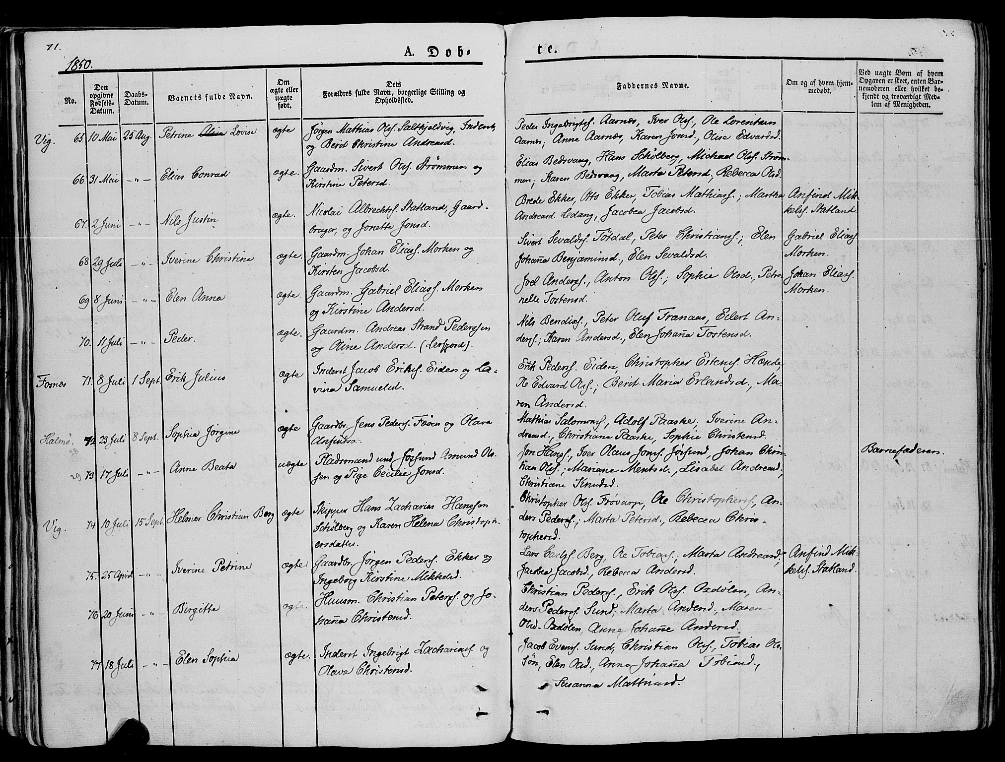 Ministerialprotokoller, klokkerbøker og fødselsregistre - Nord-Trøndelag, SAT/A-1458/773/L0614: Ministerialbok nr. 773A05, 1831-1856, s. 71