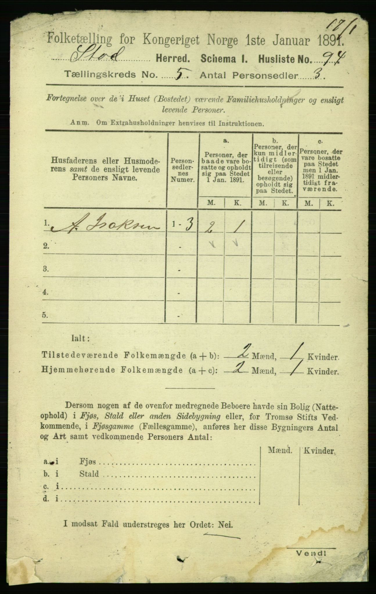 RA, Folketelling 1891 for 1734 Stod herred, 1891, s. 2376