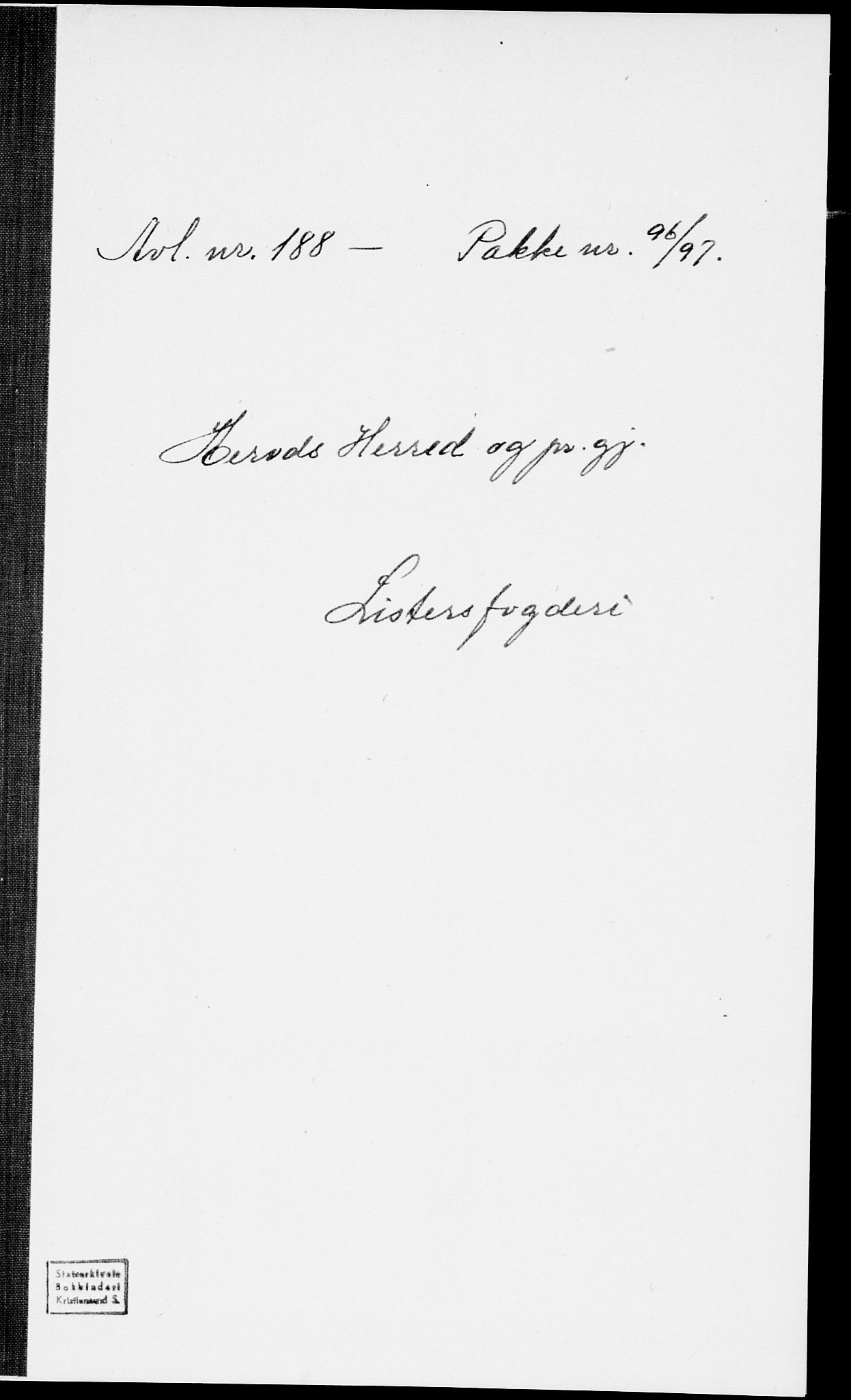 SAK, Folketelling 1875 for 1039P Herad prestegjeld, 1875, s. 1