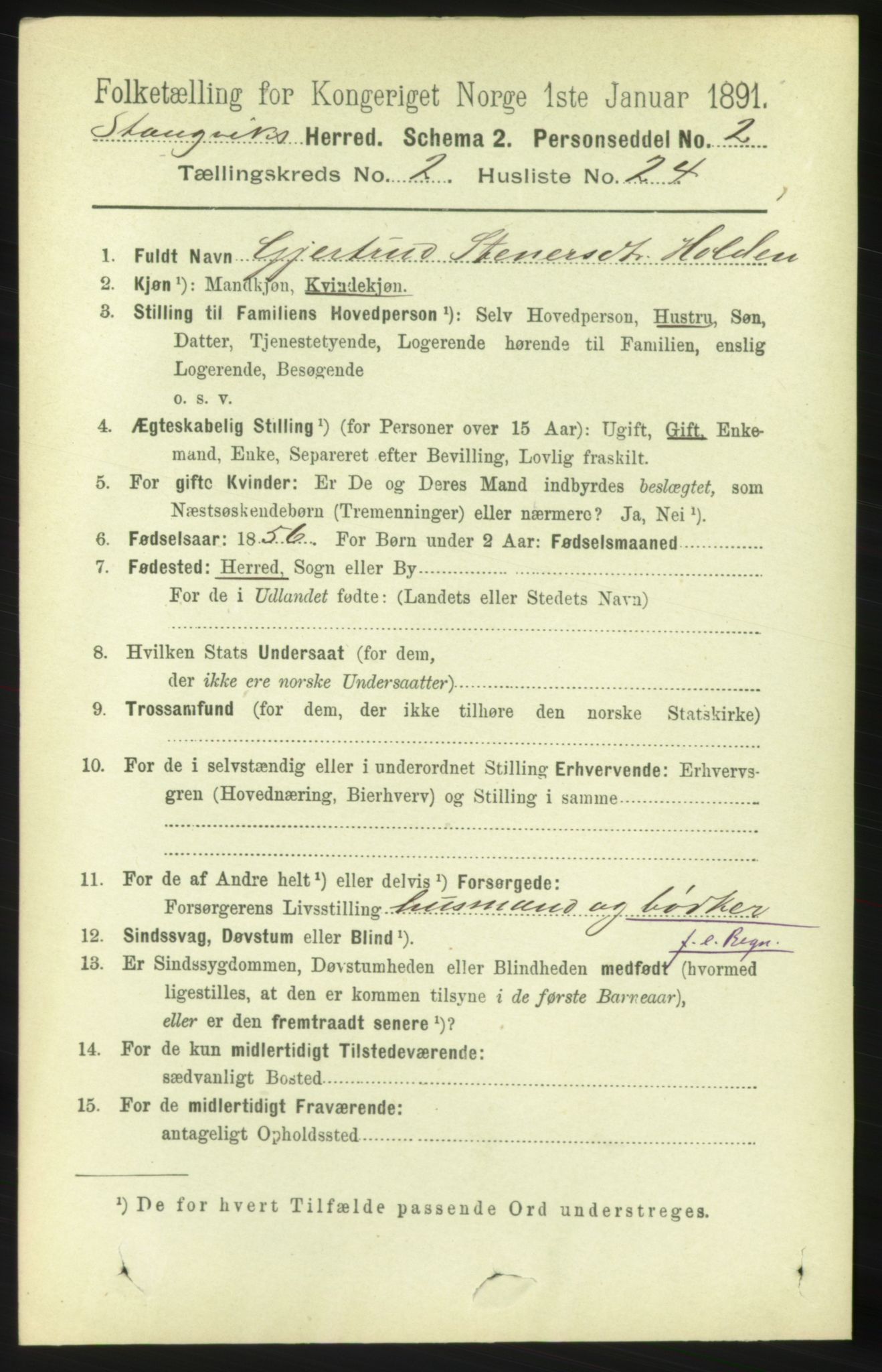 RA, Folketelling 1891 for 1564 Stangvik herred, 1891, s. 825