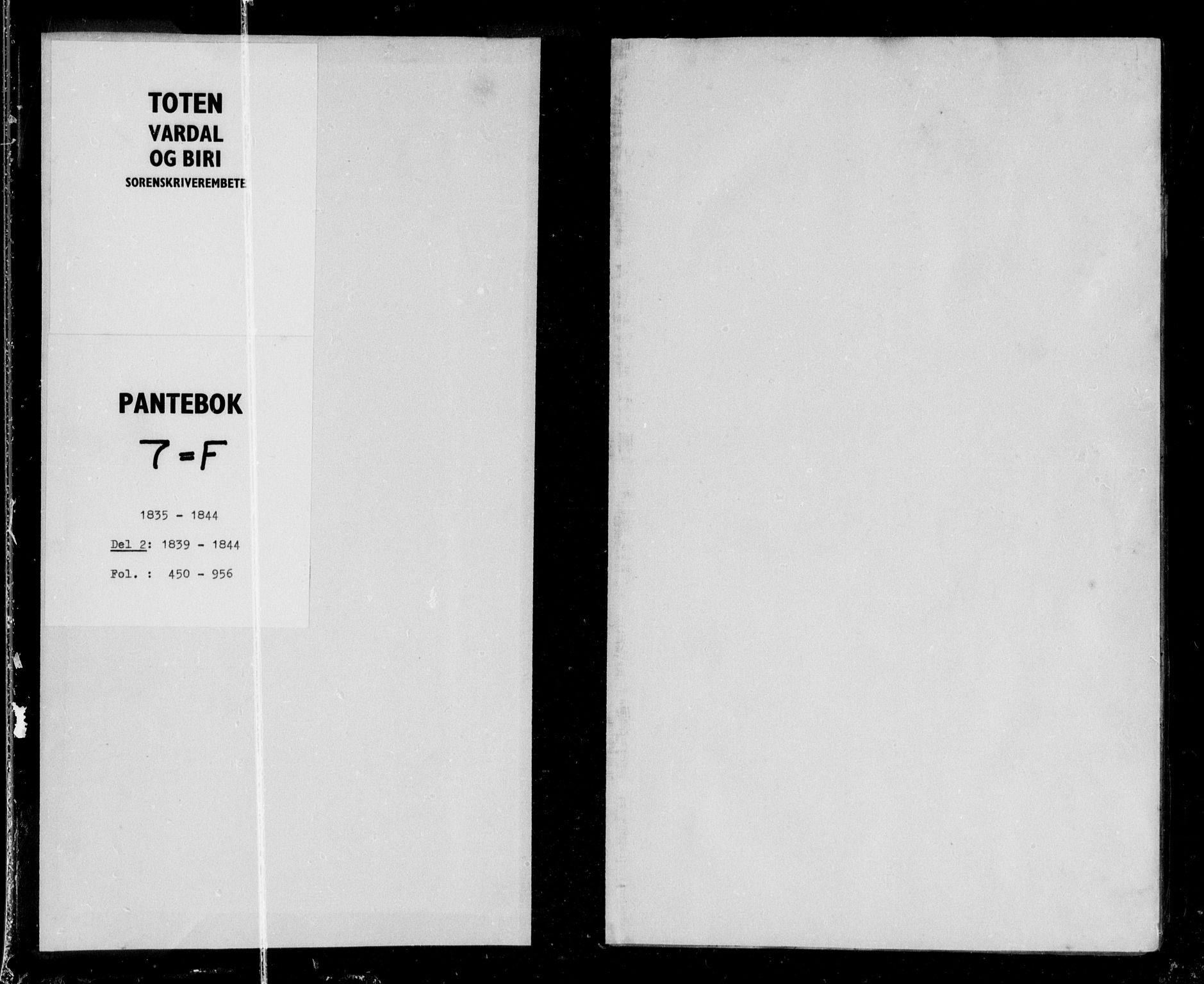 Toten tingrett, SAH/TING-006/H/Hb/Hba/L0007b: Pantebok nr. 7b, 1839-1844