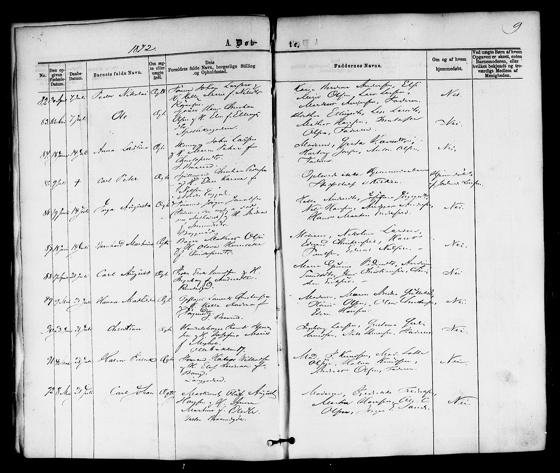 Horten kirkebøker, AV/SAKO-A-348/F/Fa/L0002: Ministerialbok nr. 2, 1872-1877, s. 9