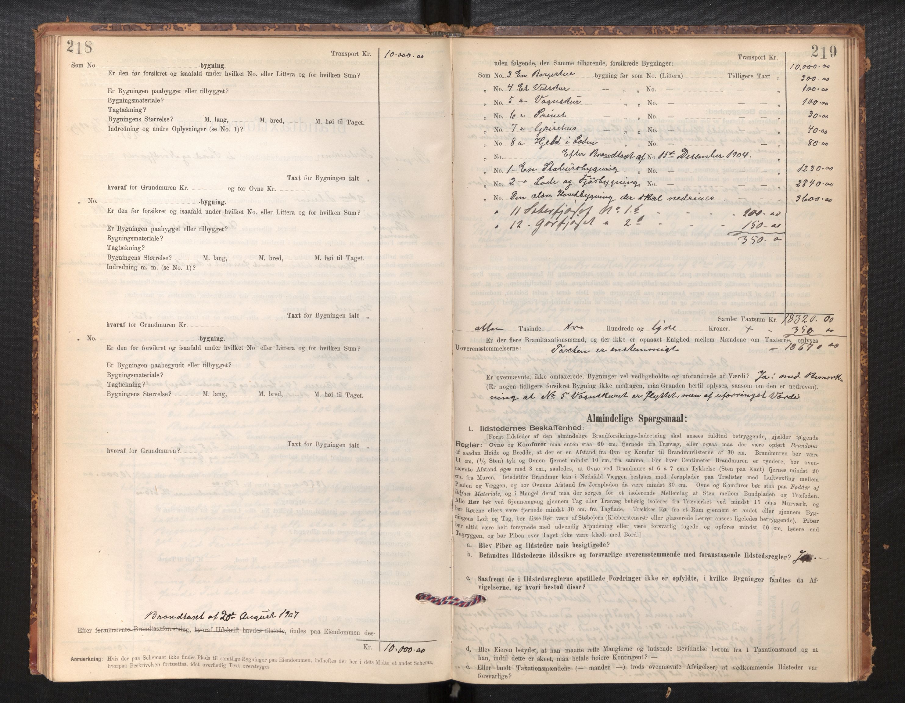 Lensmannen i Stryn og Innvik, SAB/A-30201/0012/L0002: Branntakstprotokoll, skjematakst, 1894-1942, s. 218-219