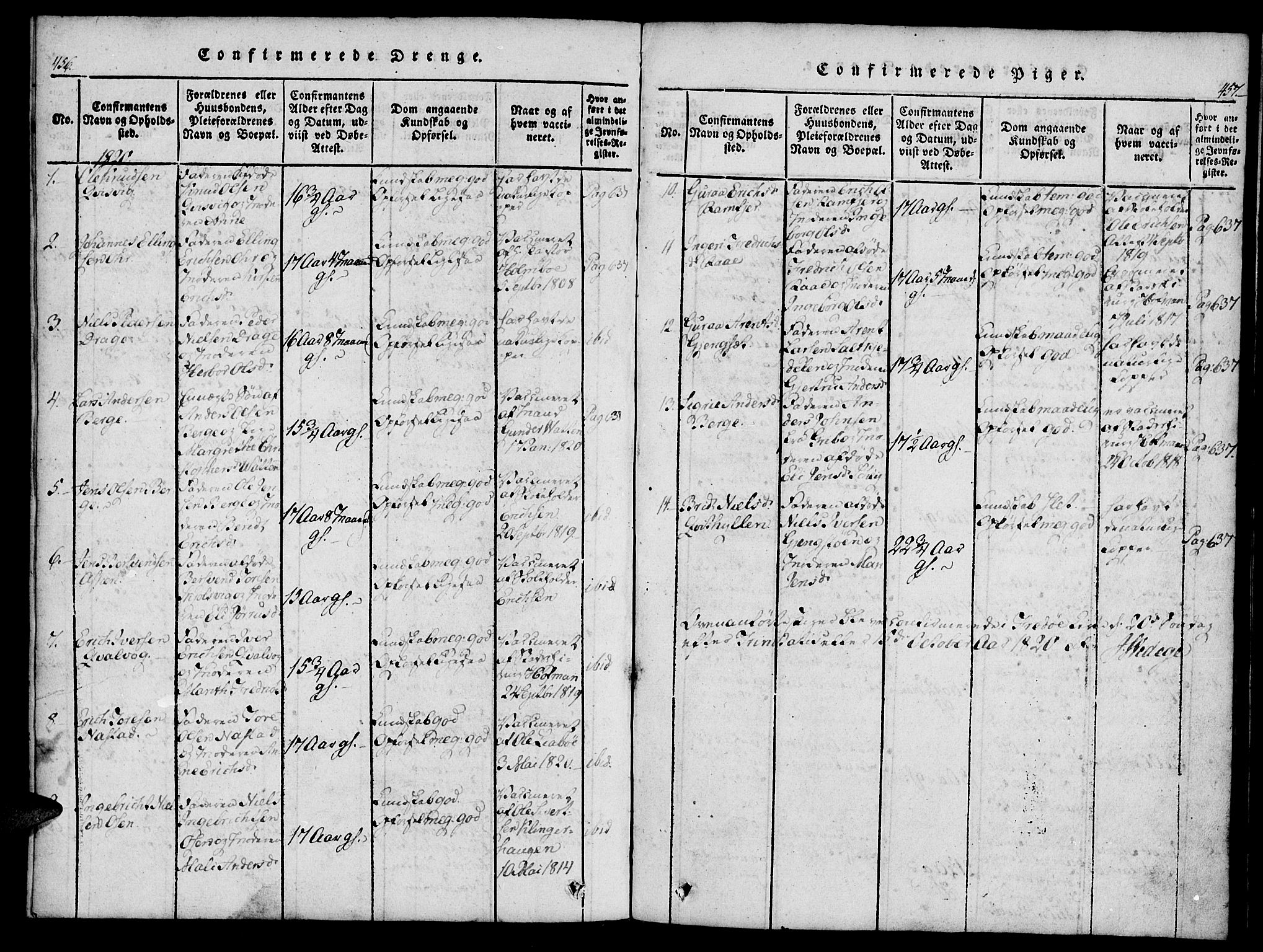 Ministerialprotokoller, klokkerbøker og fødselsregistre - Møre og Romsdal, AV/SAT-A-1454/573/L0873: Klokkerbok nr. 573C01, 1819-1834, s. 456-457