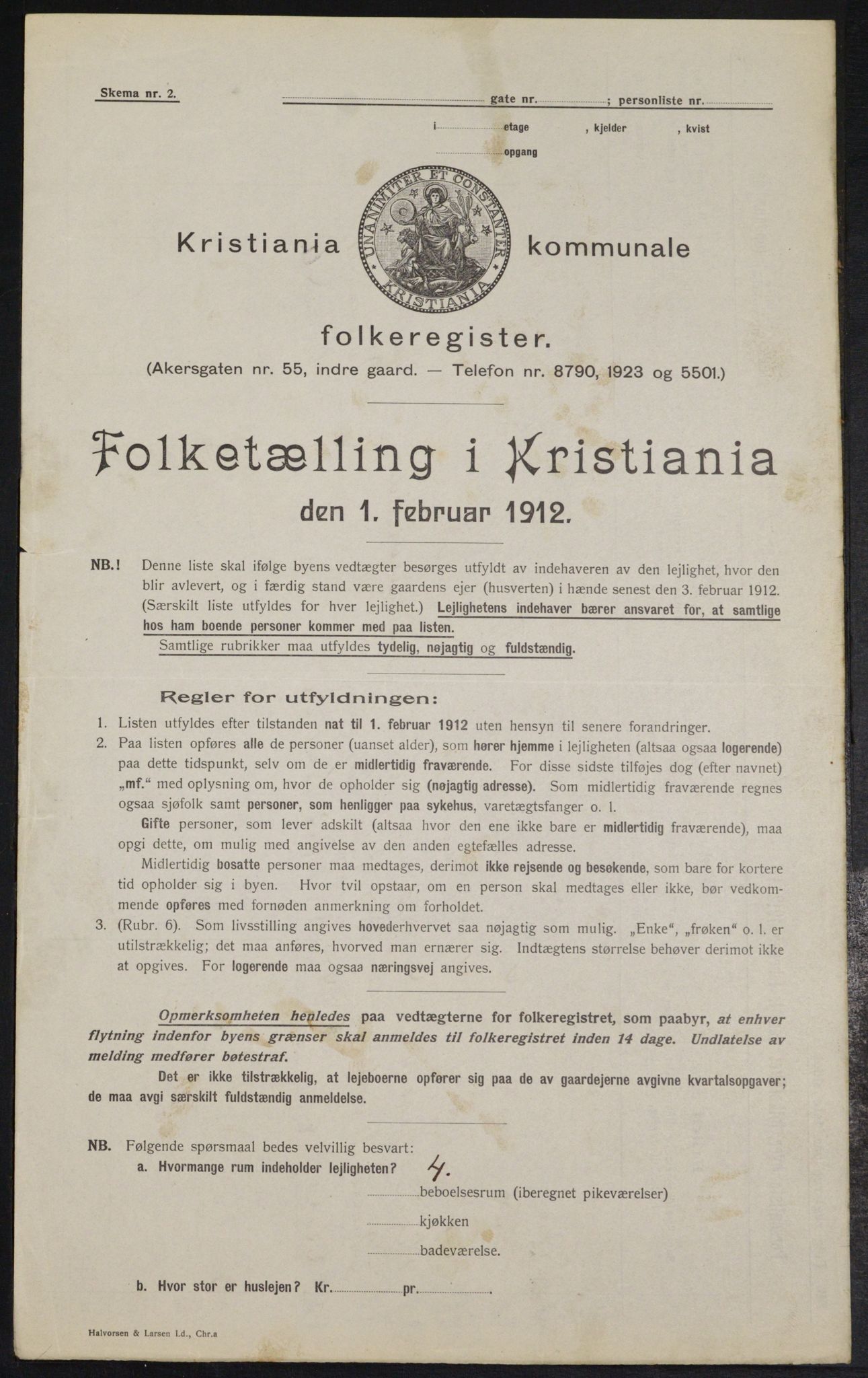 OBA, Kommunal folketelling 1.2.1912 for Kristiania, 1912, s. 126199