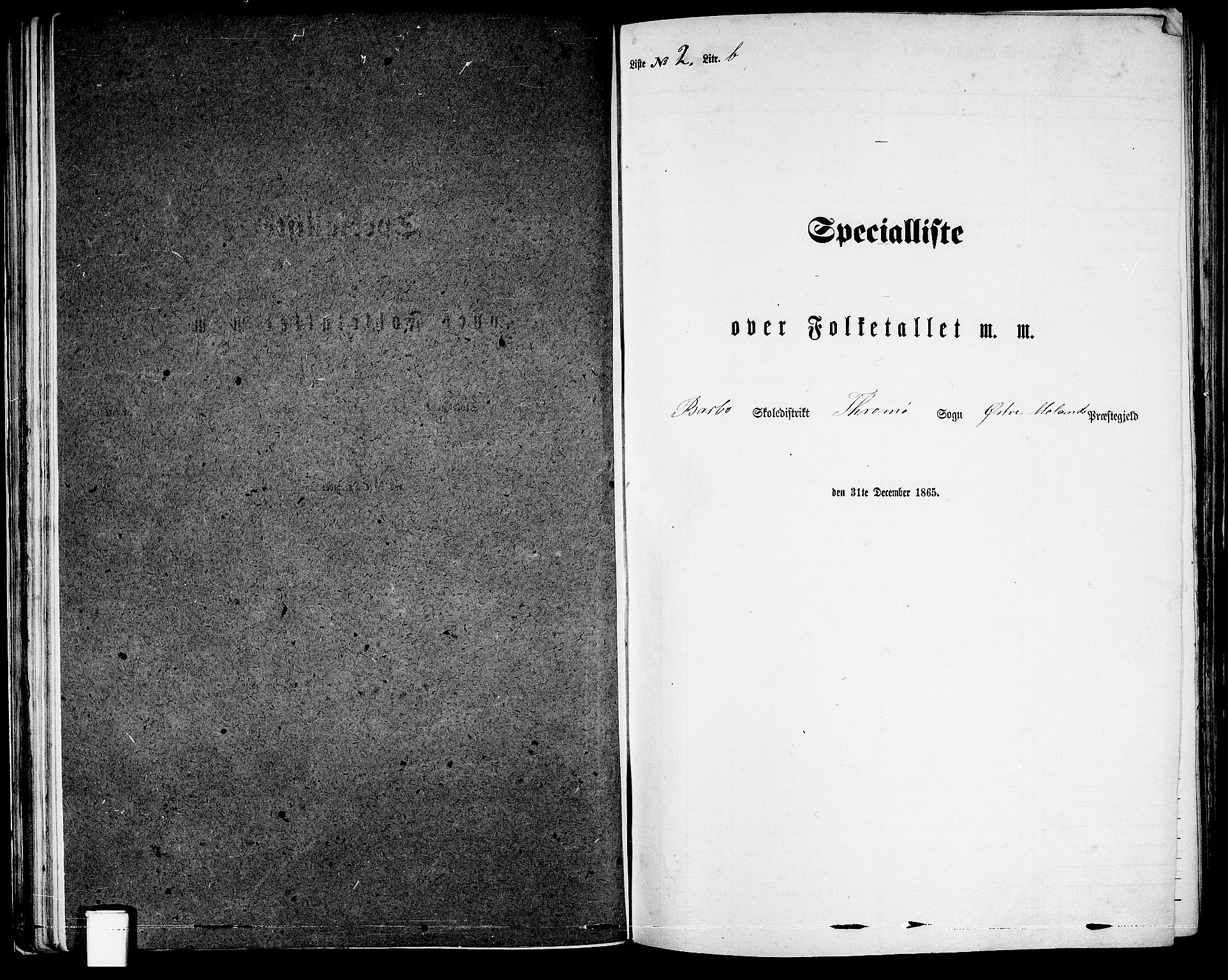 RA, Folketelling 1865 for 0918P Austre Moland prestegjeld, 1865, s. 71