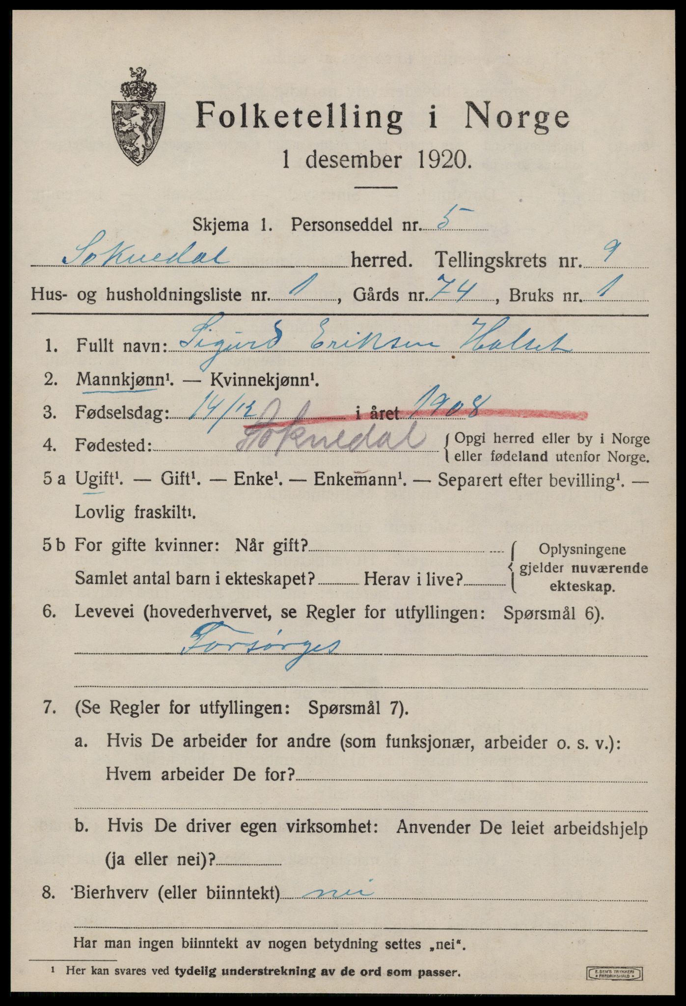 SAT, Folketelling 1920 for 1649 Soknedal herred, 1920, s. 4388