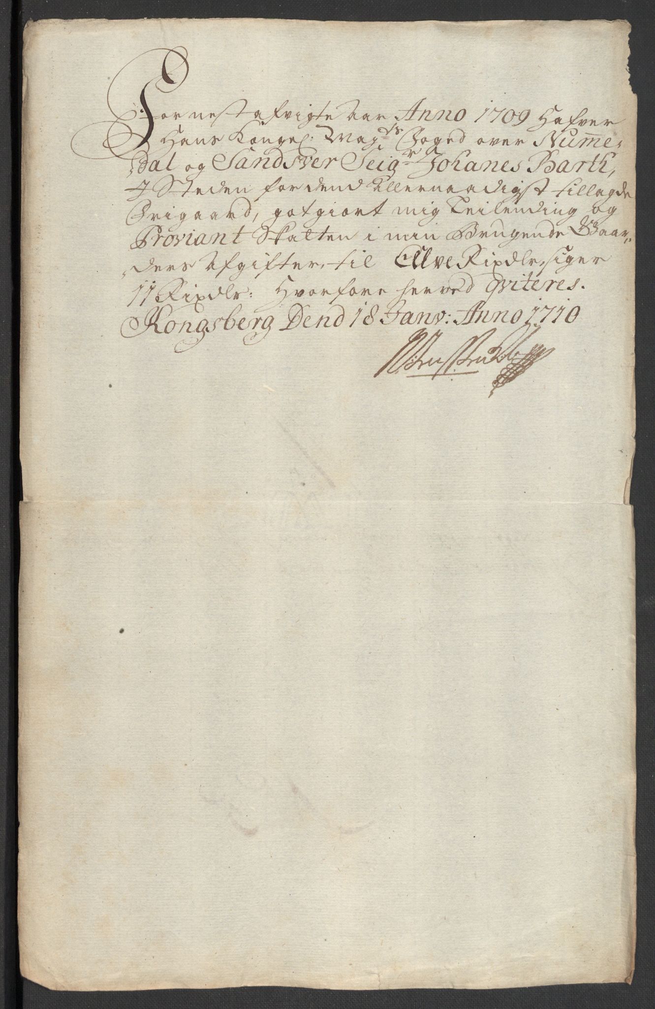 Rentekammeret inntil 1814, Reviderte regnskaper, Fogderegnskap, RA/EA-4092/R24/L1585: Fogderegnskap Numedal og Sandsvær, 1709-1710, s. 37