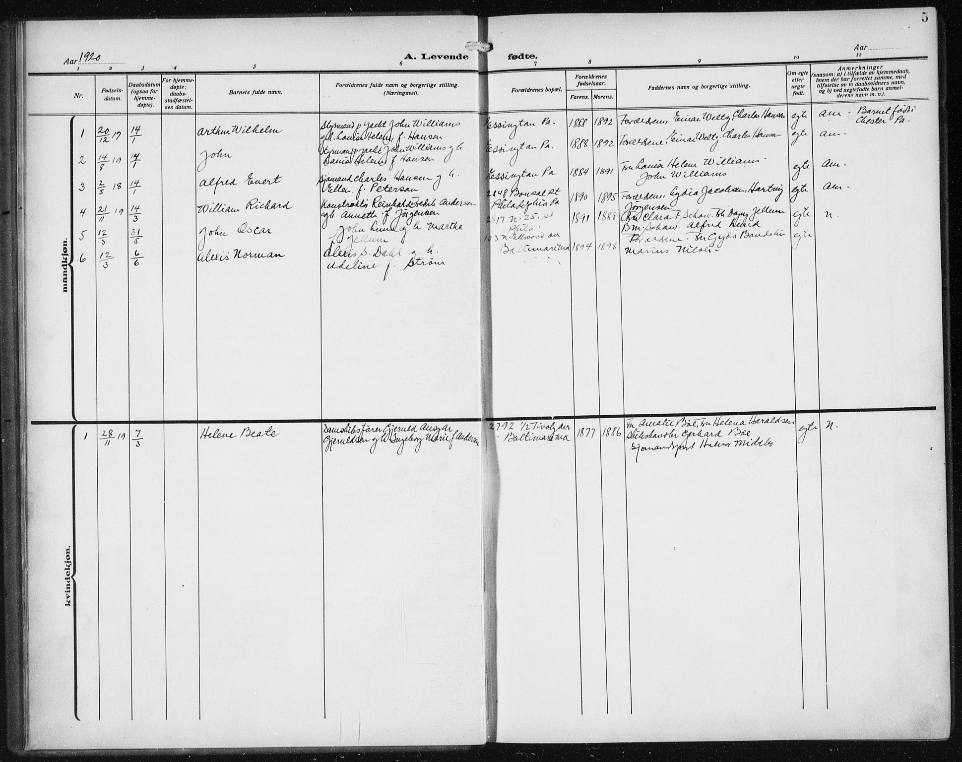 Den norske sjømannsmisjon i utlandet/Philadelphia, AV/SAB-SAB/PA-0113/H/Ha/L0001: Ministerialbok nr. A 1, 1912-1931, s. 5