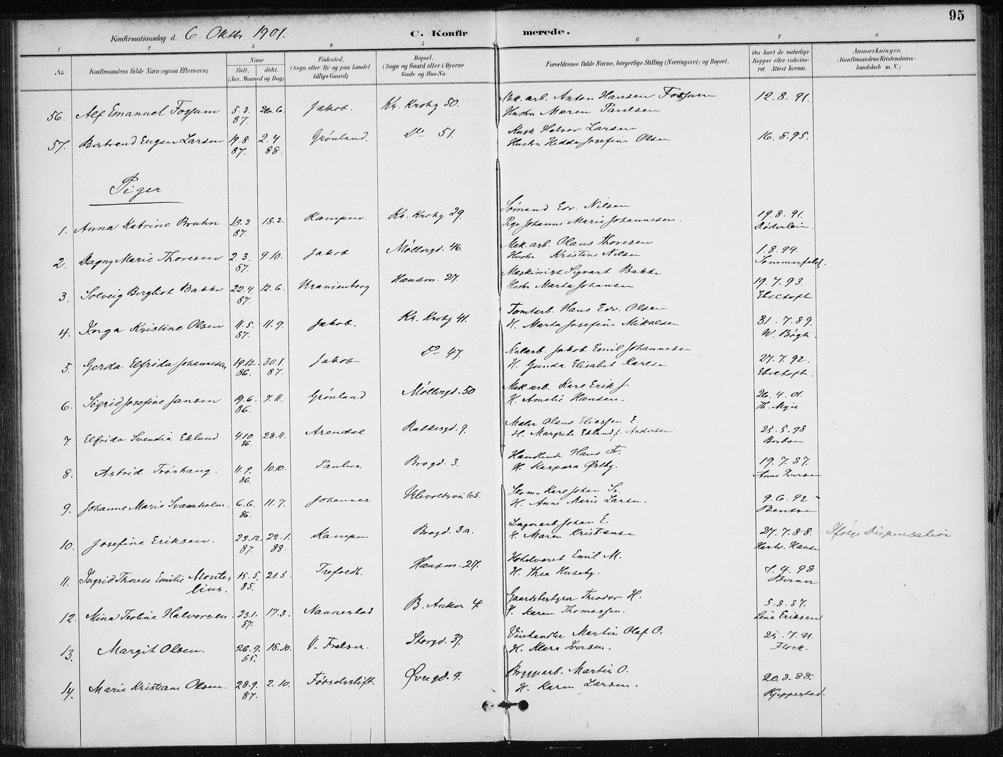 Jakob prestekontor Kirkebøker, AV/SAO-A-10850/F/Fa/L0008: Ministerialbok nr. 8, 1892-1924, s. 95