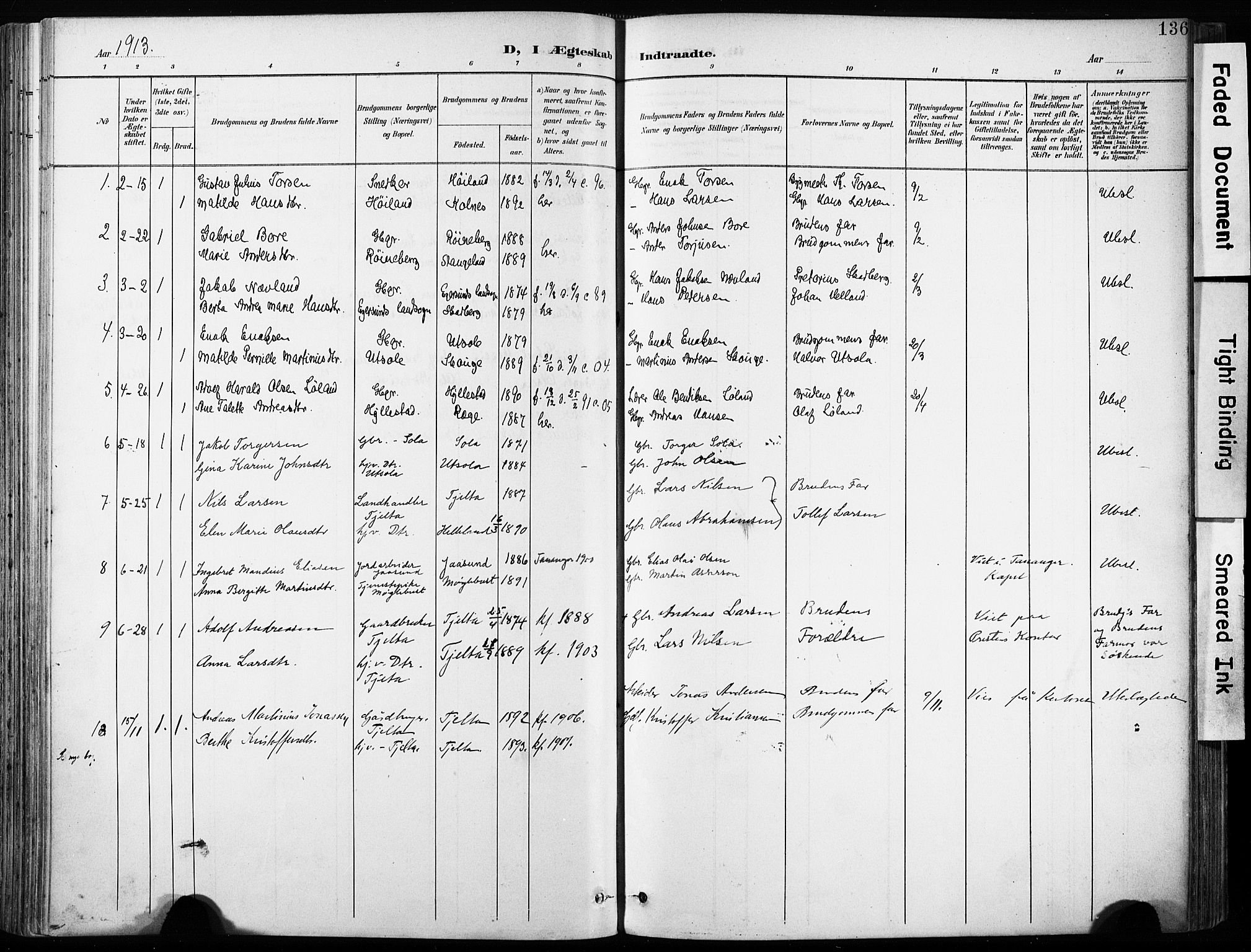 Håland sokneprestkontor, AV/SAST-A-101802/001/30BA/L0013: Ministerialbok nr. A 12, 1901-1913, s. 136