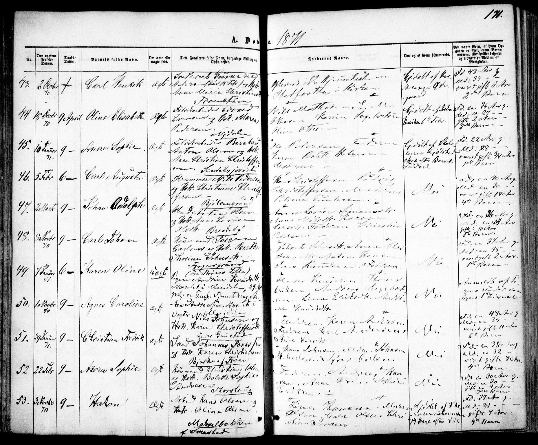 Vestre Aker prestekontor Kirkebøker, AV/SAO-A-10025/F/Fa/L0004: Ministerialbok nr. 4, 1857-1877, s. 171