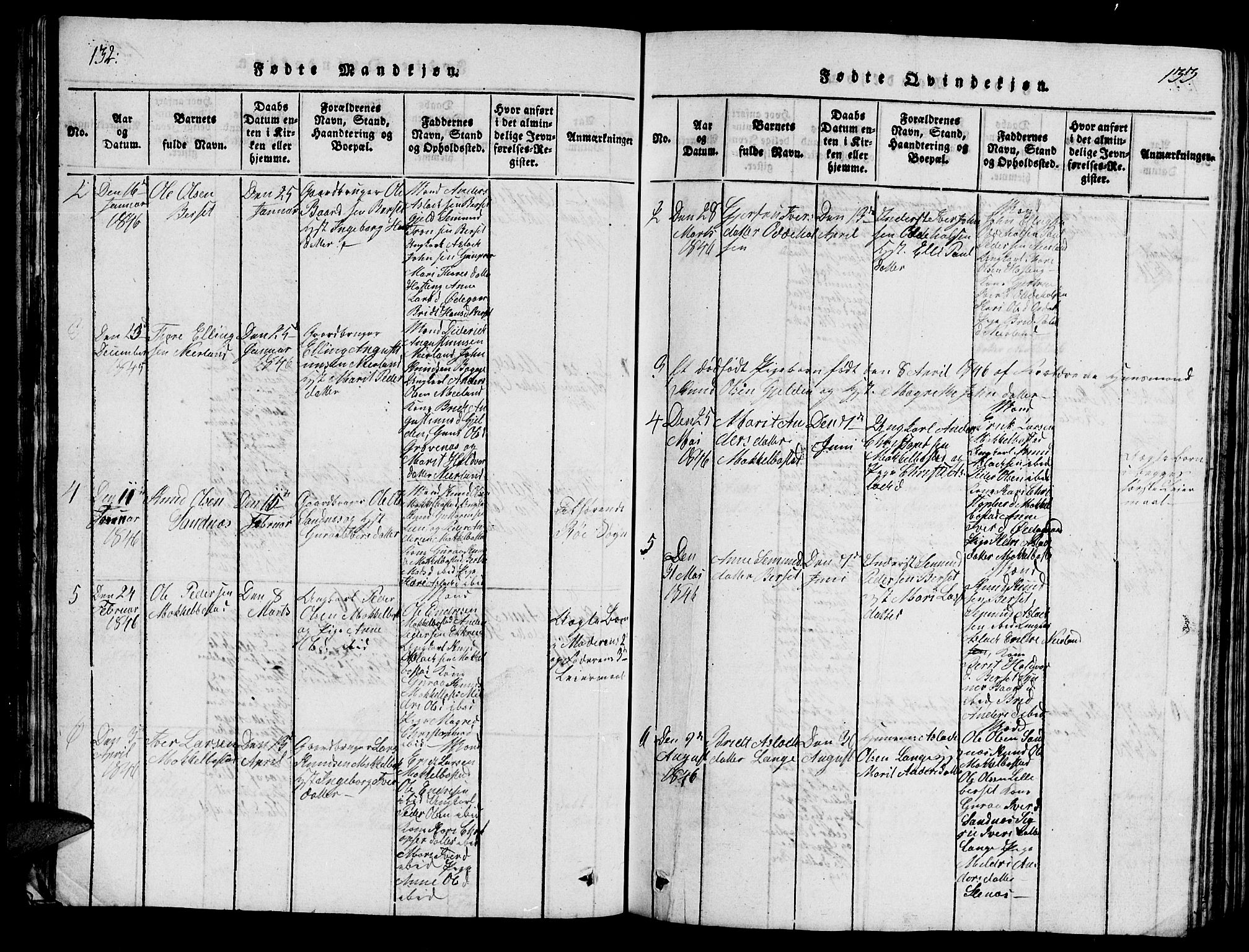 Ministerialprotokoller, klokkerbøker og fødselsregistre - Møre og Romsdal, AV/SAT-A-1454/554/L0644: Klokkerbok nr. 554C01, 1818-1851, s. 132-133