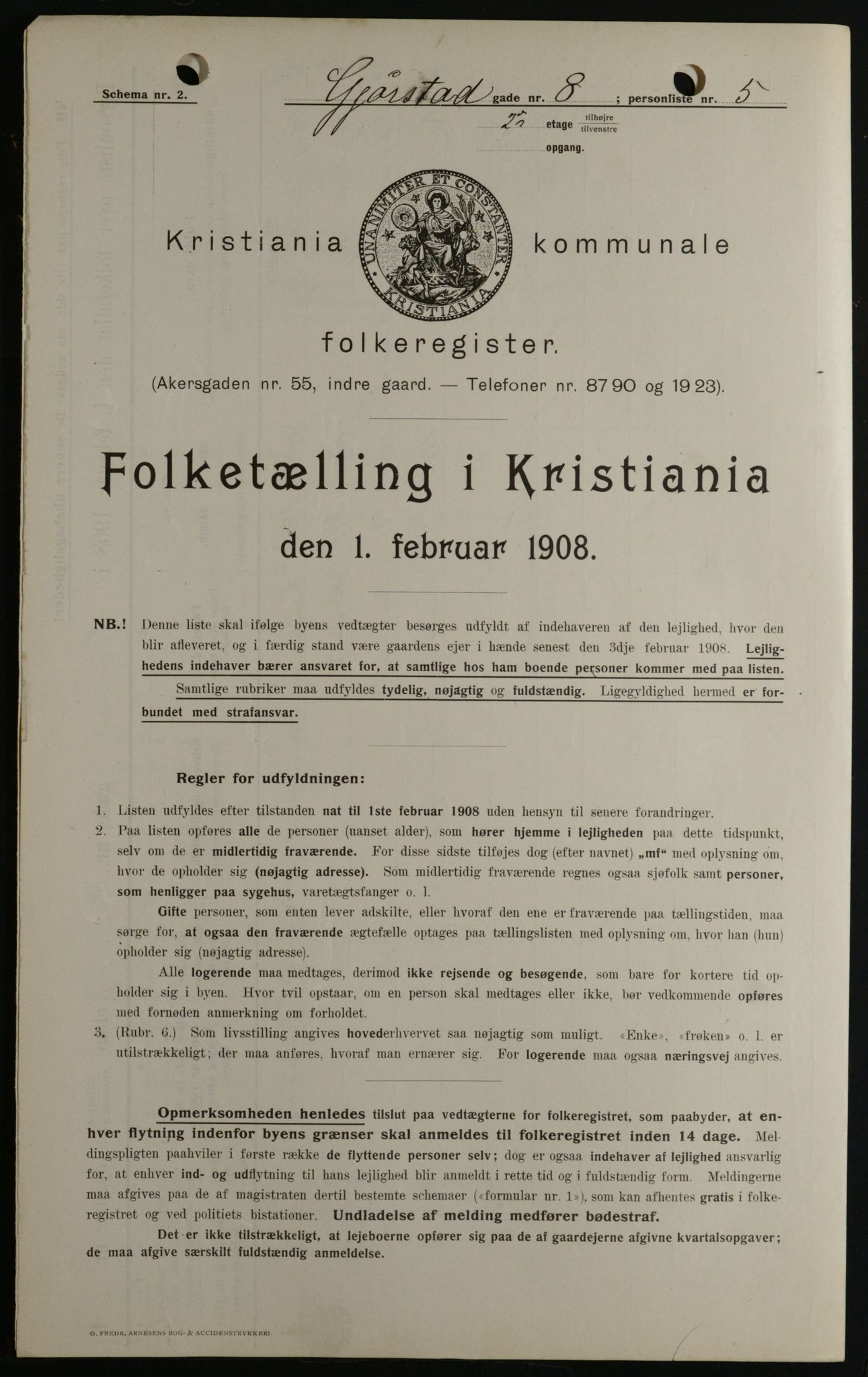 OBA, Kommunal folketelling 1.2.1908 for Kristiania kjøpstad, 1908, s. 26417