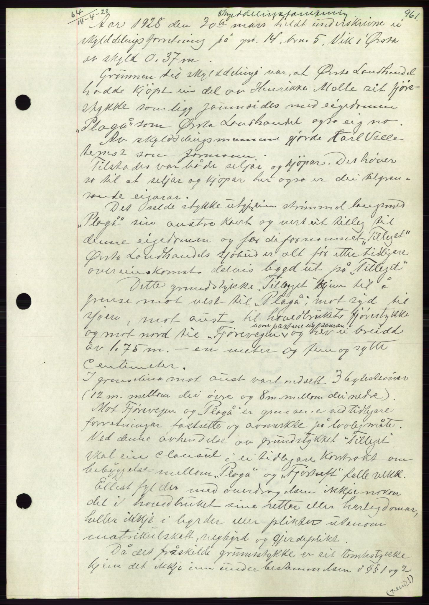 Søre Sunnmøre sorenskriveri, AV/SAT-A-4122/1/2/2C/L0047: Pantebok nr. 41, 1927-1928, Tingl.dato: 14.04.1928