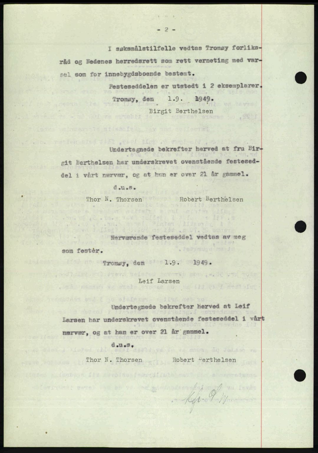 Nedenes sorenskriveri, SAK/1221-0006/G/Gb/Gba/L0061: Pantebok nr. A13, 1949-1949, Dagboknr: 1429/1949