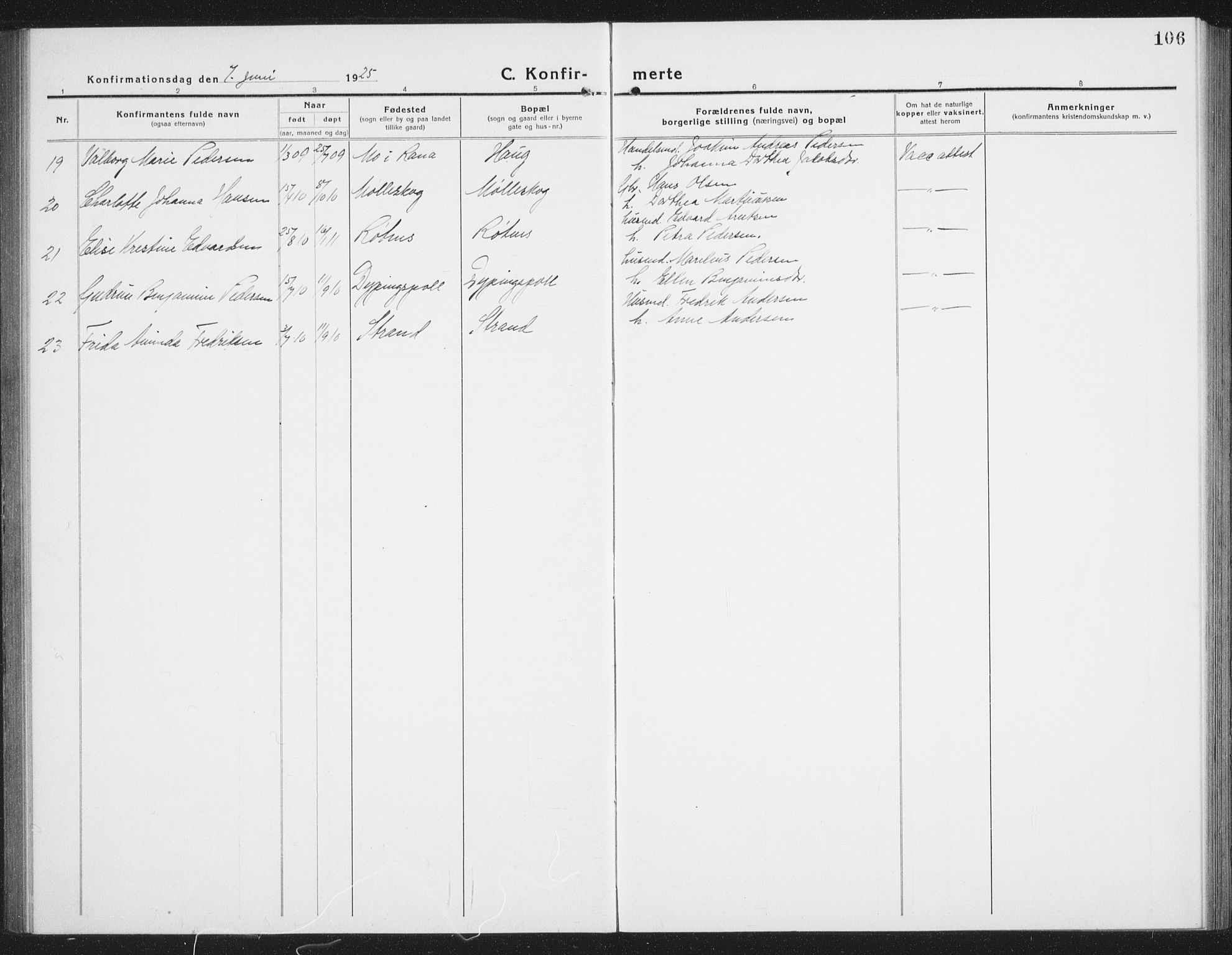 Ministerialprotokoller, klokkerbøker og fødselsregistre - Nordland, AV/SAT-A-1459/855/L0817: Klokkerbok nr. 855C06, 1917-1934, s. 106