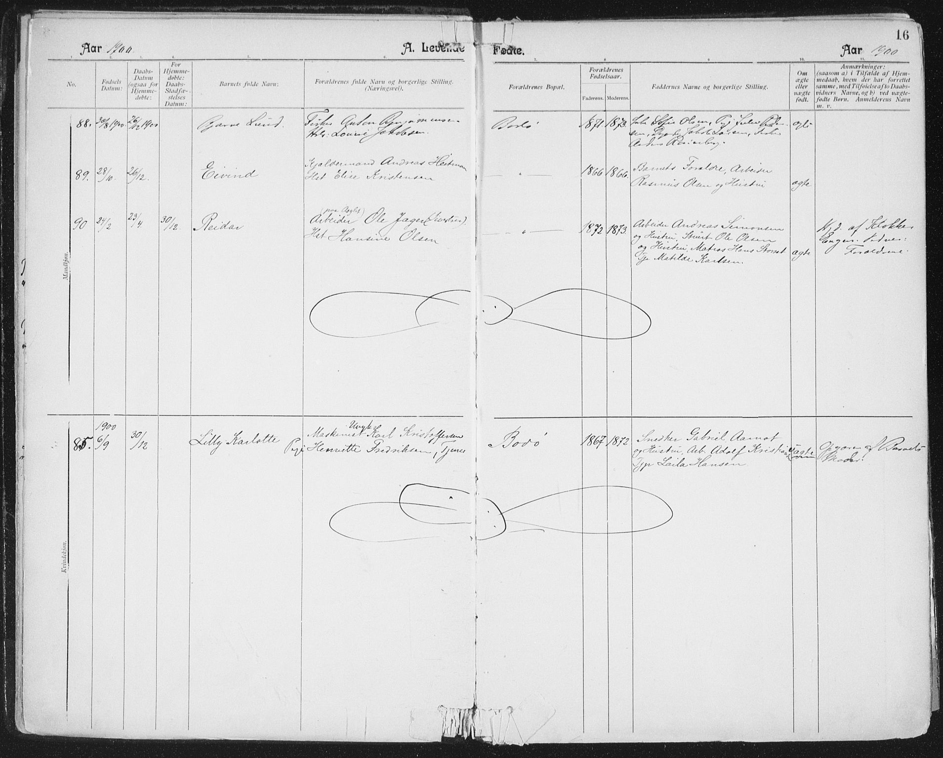 Ministerialprotokoller, klokkerbøker og fødselsregistre - Nordland, AV/SAT-A-1459/801/L0011: Ministerialbok nr. 801A11, 1900-1916, s. 16