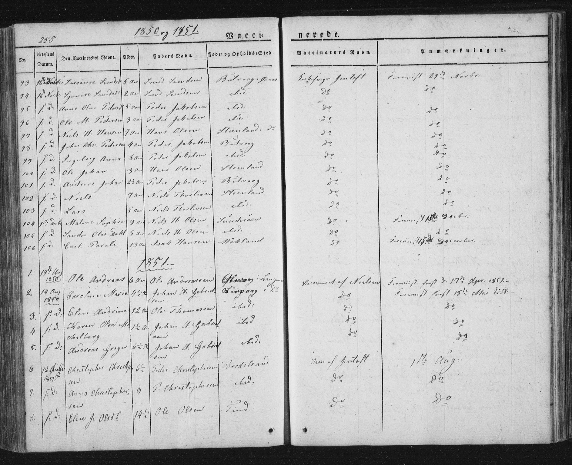 Ministerialprotokoller, klokkerbøker og fødselsregistre - Nordland, SAT/A-1459/893/L1332: Ministerialbok nr. 893A05, 1841-1858, s. 255